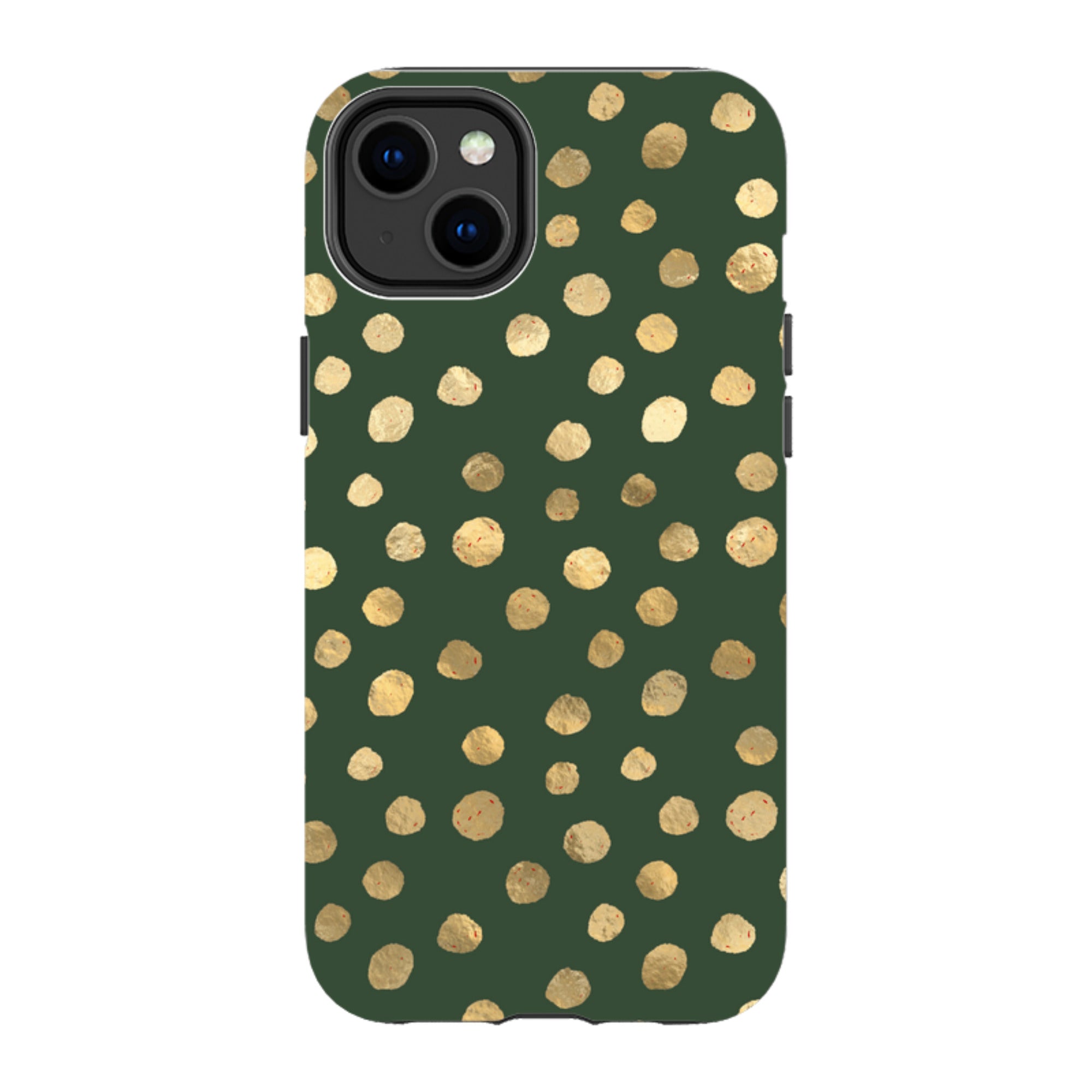 iPhone Tough Case - Green and Gold Dots