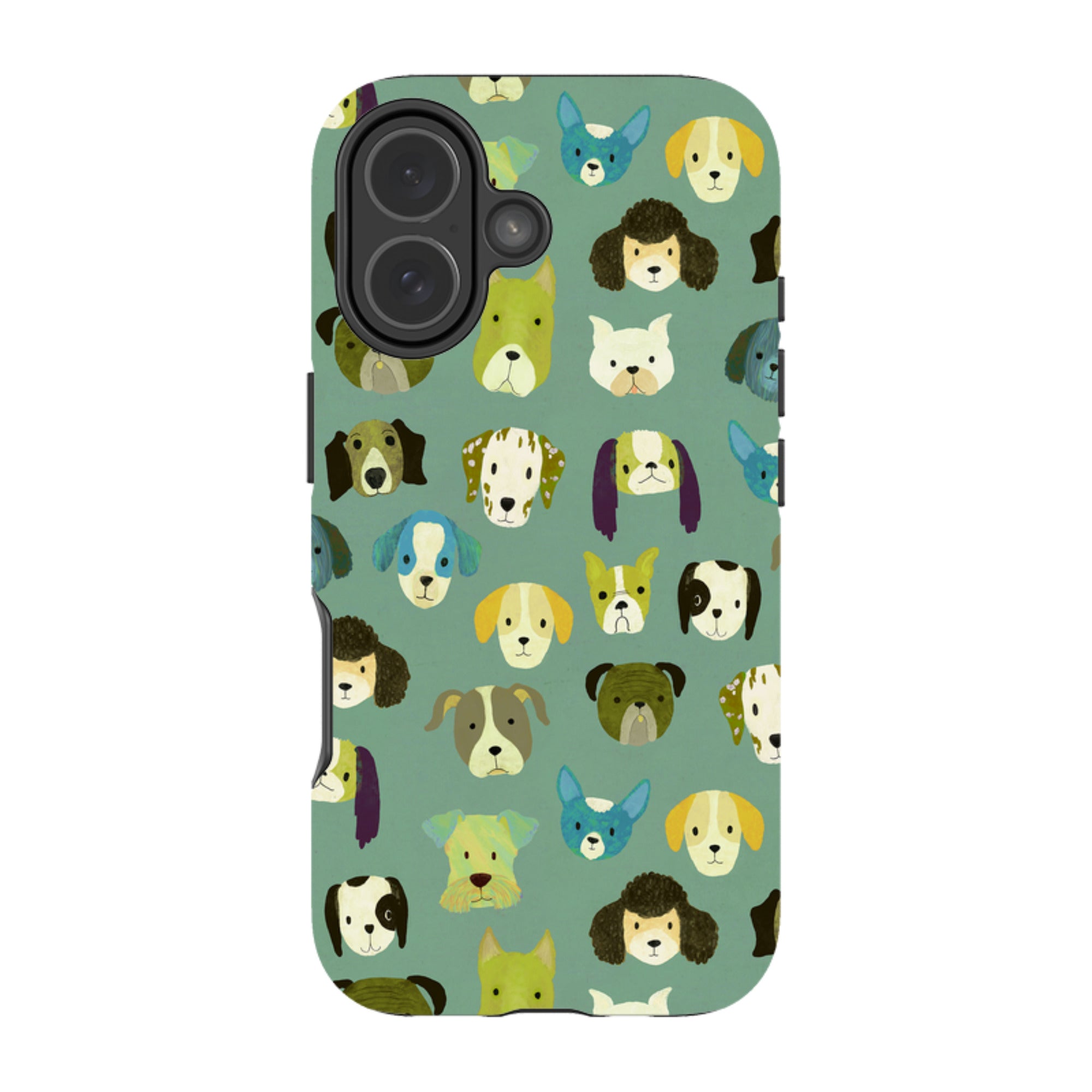 iPhone Tough Case - Dog Heads Green By Katherine Quinn