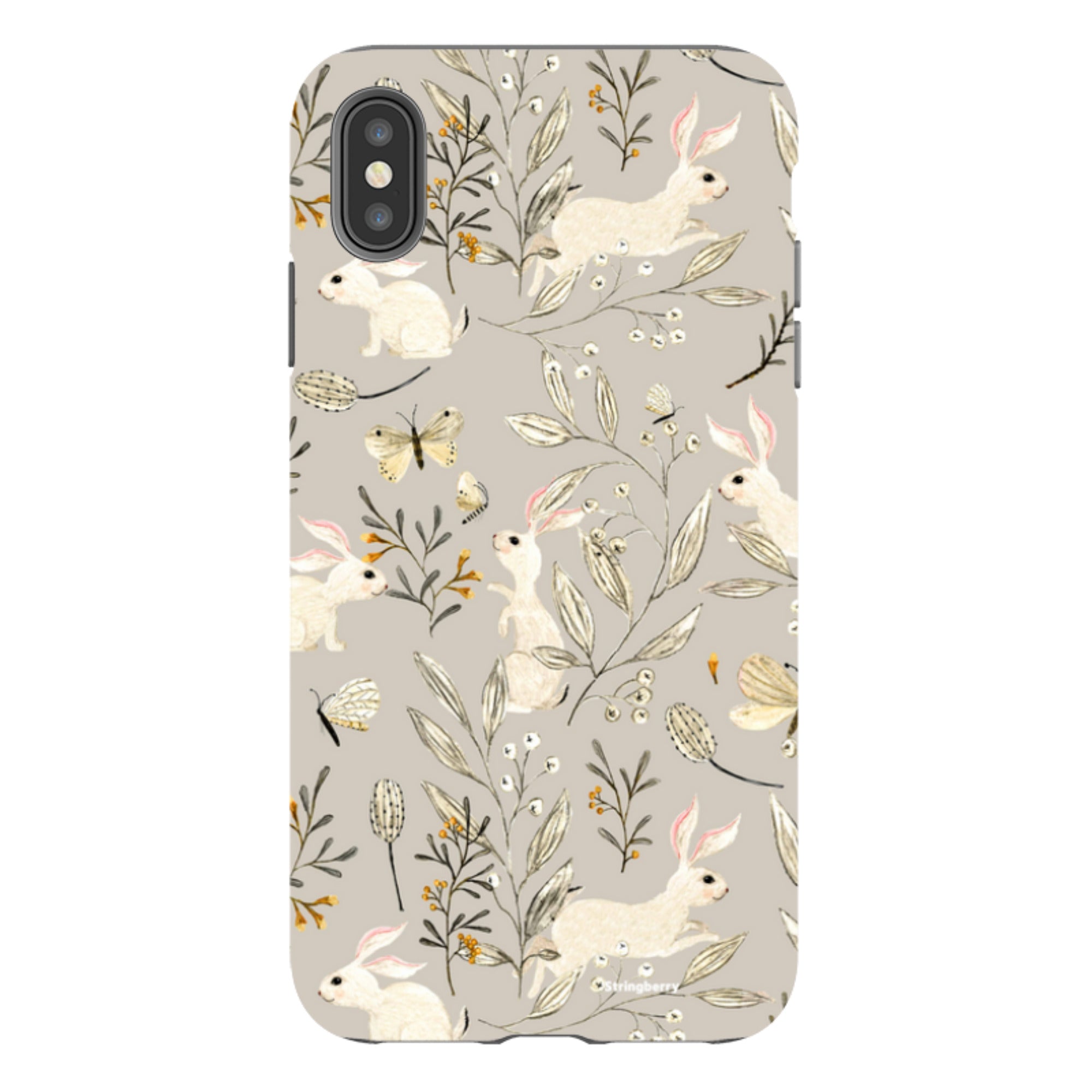 iPhone Tough Case - Bunnies Grey By Katherine Quinn