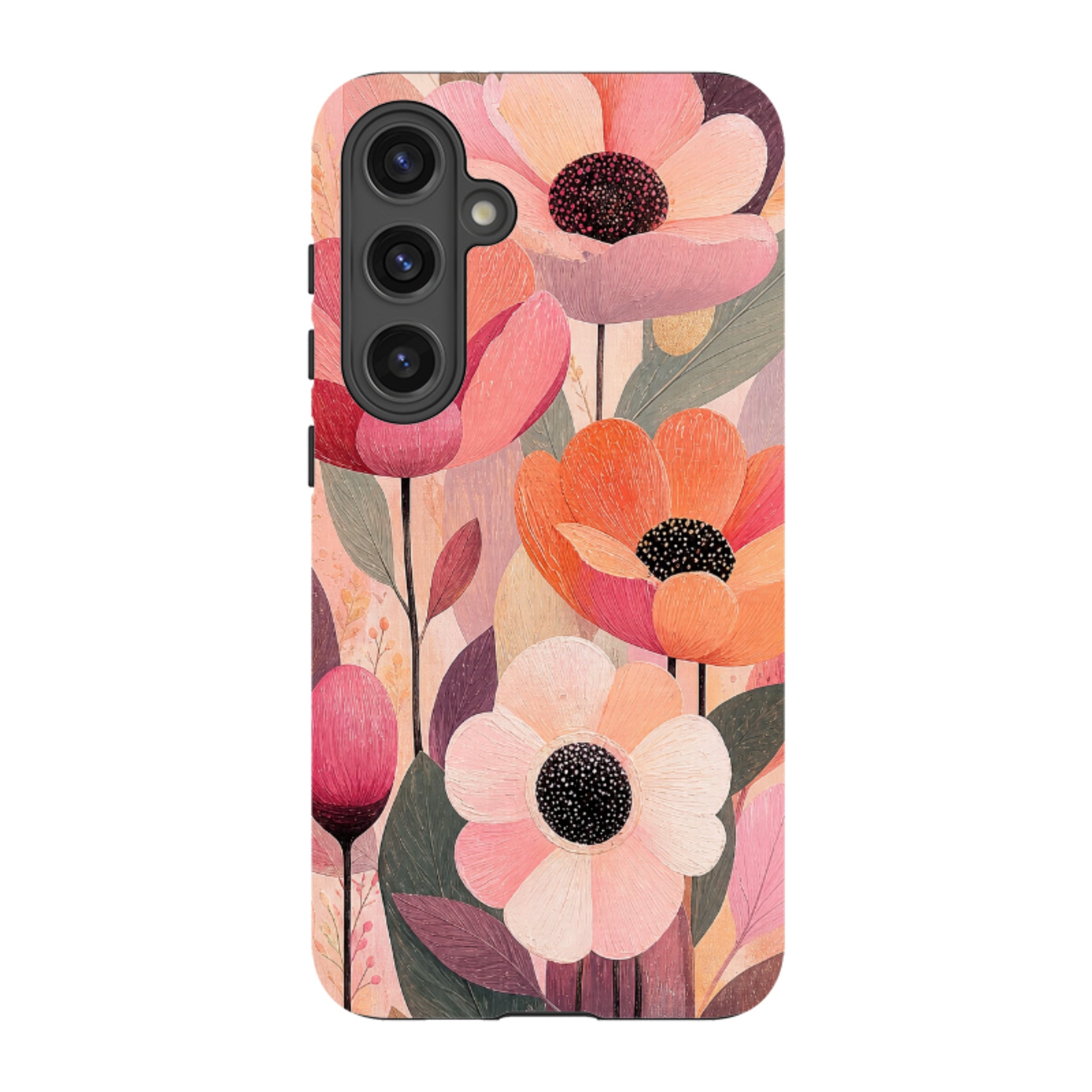 Samsung Tough Case - Peach Woodgrain Floral