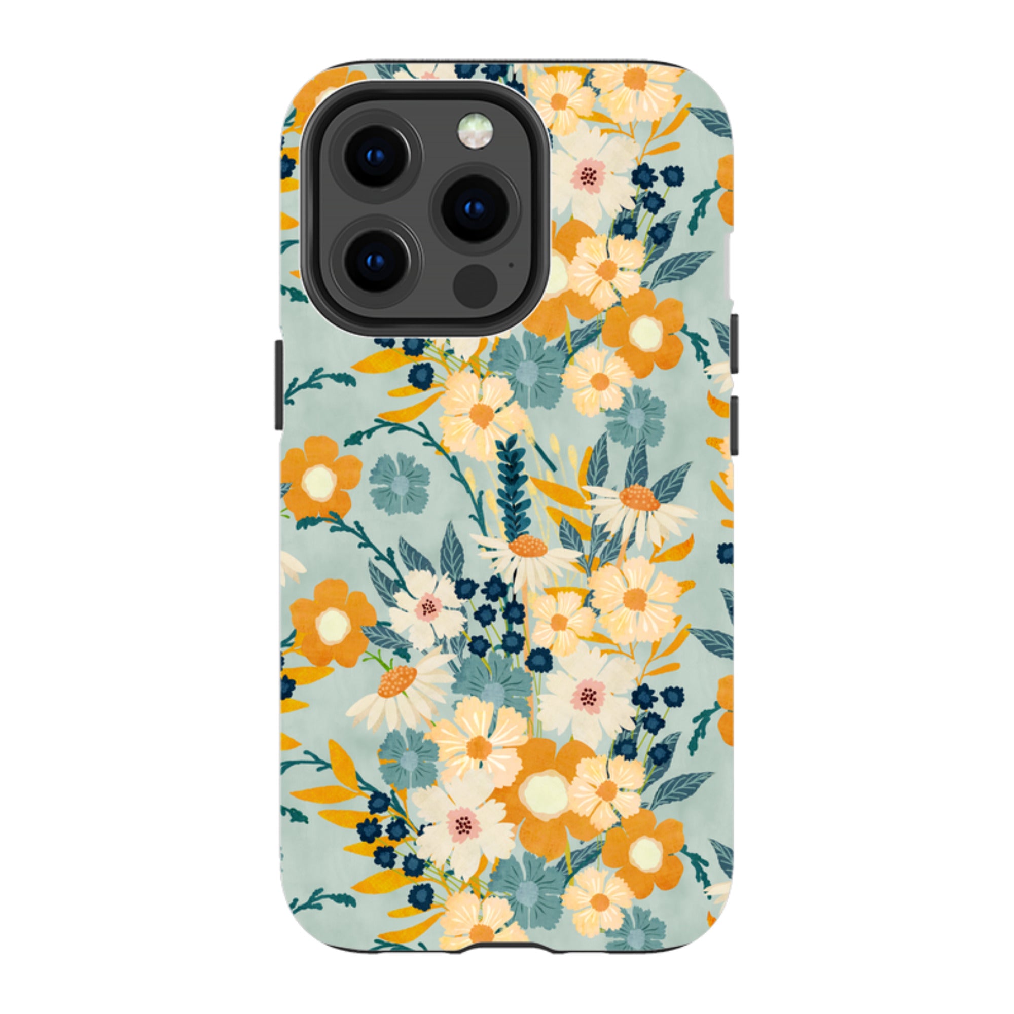 iPhone Tough Case - Yellow And Blue Floral By Katherine Quinn