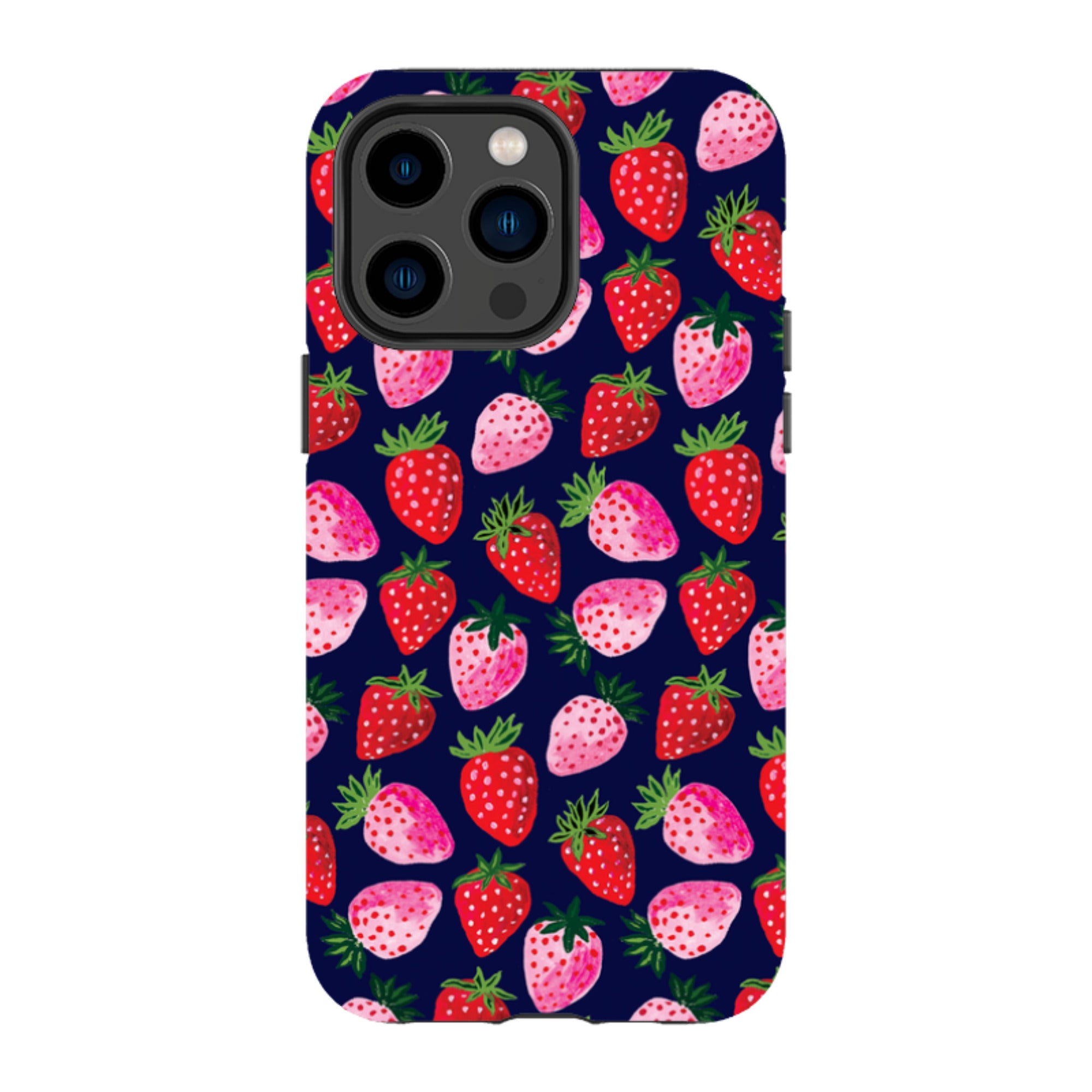 iPhone Tough Case - Strawberry Scatter Navy By Emma Frances Grant