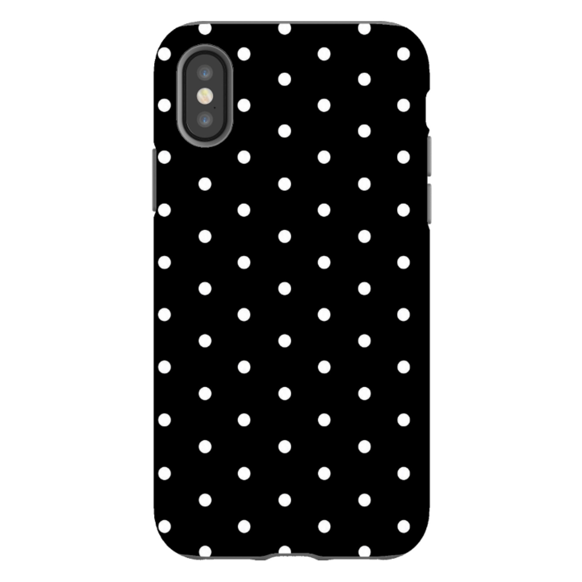 iPhone Tough Case - Black & White Polka Dot