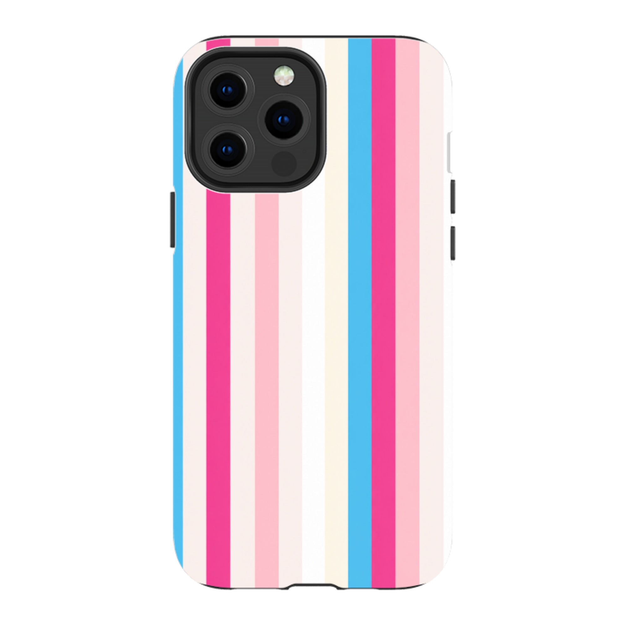 iPhone Tough Case - Pink, Blue & Cream Stripe