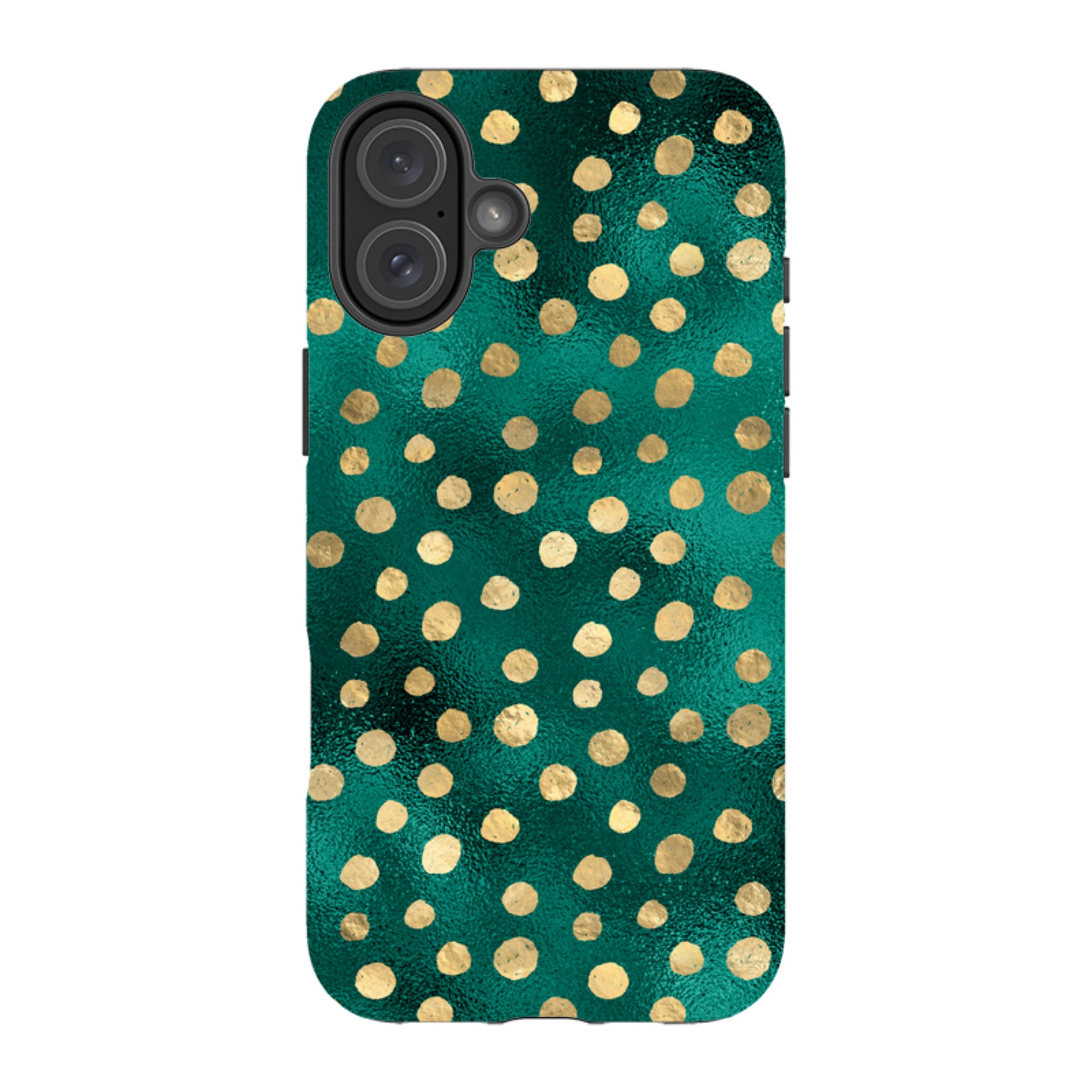 iPhone Tough Case - Forest and Gold Dots