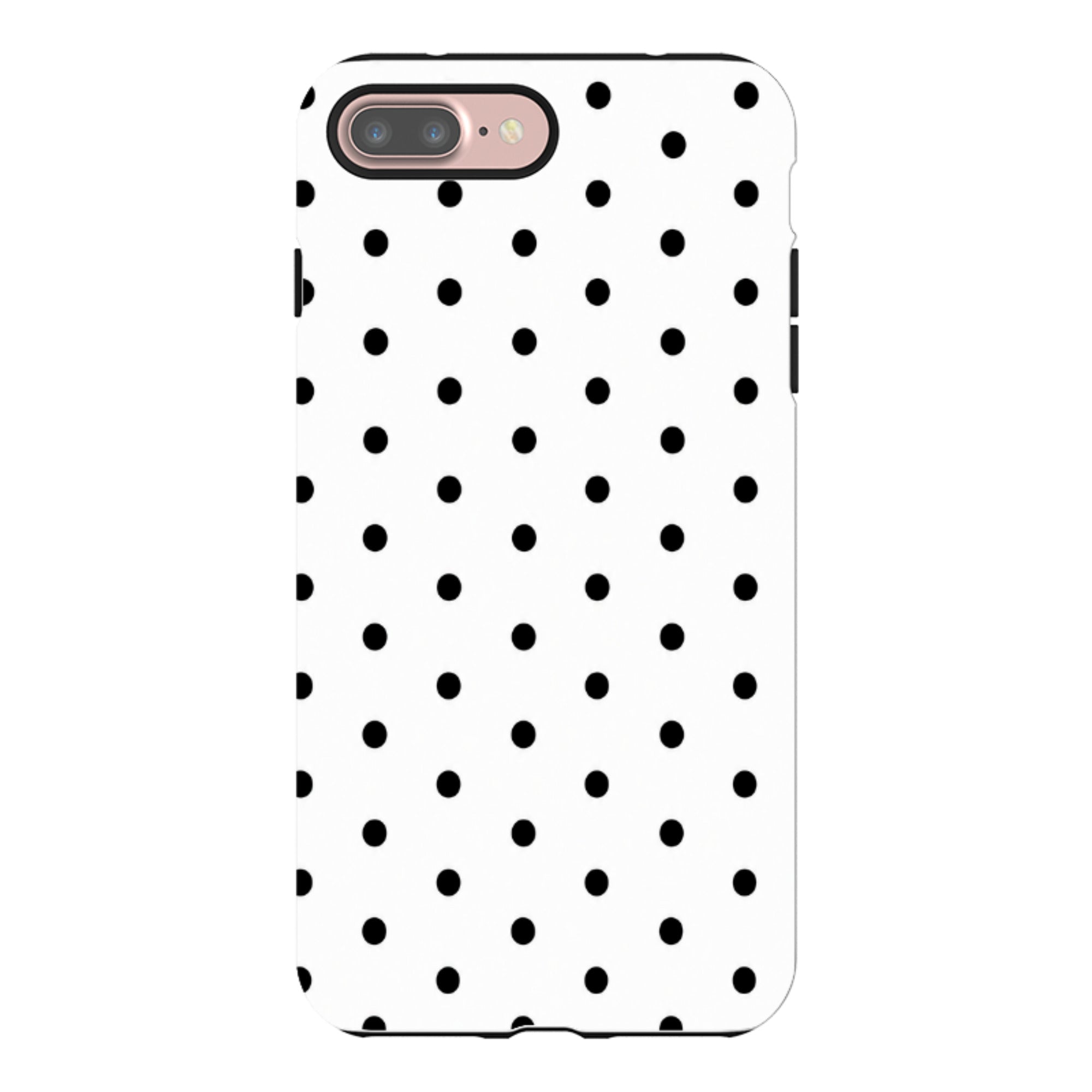 iPhone Tough Case - White & Black Polka Dot