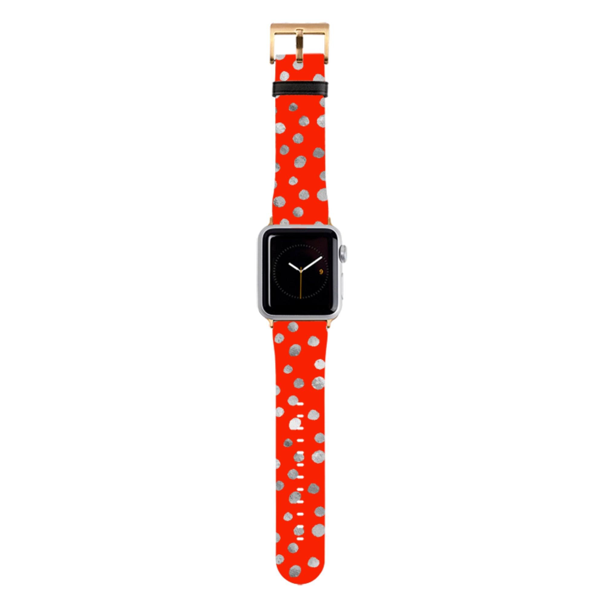 Red and Silver Dots Apple Watch Strap