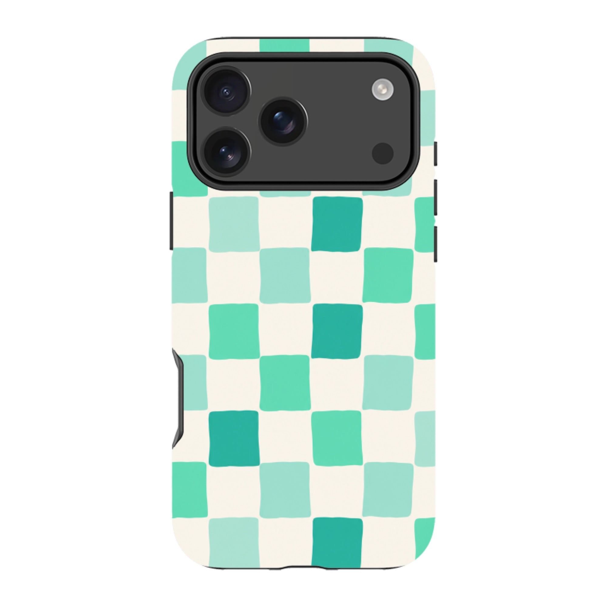 iPhone Tough Case - Mint Green Checkerboard