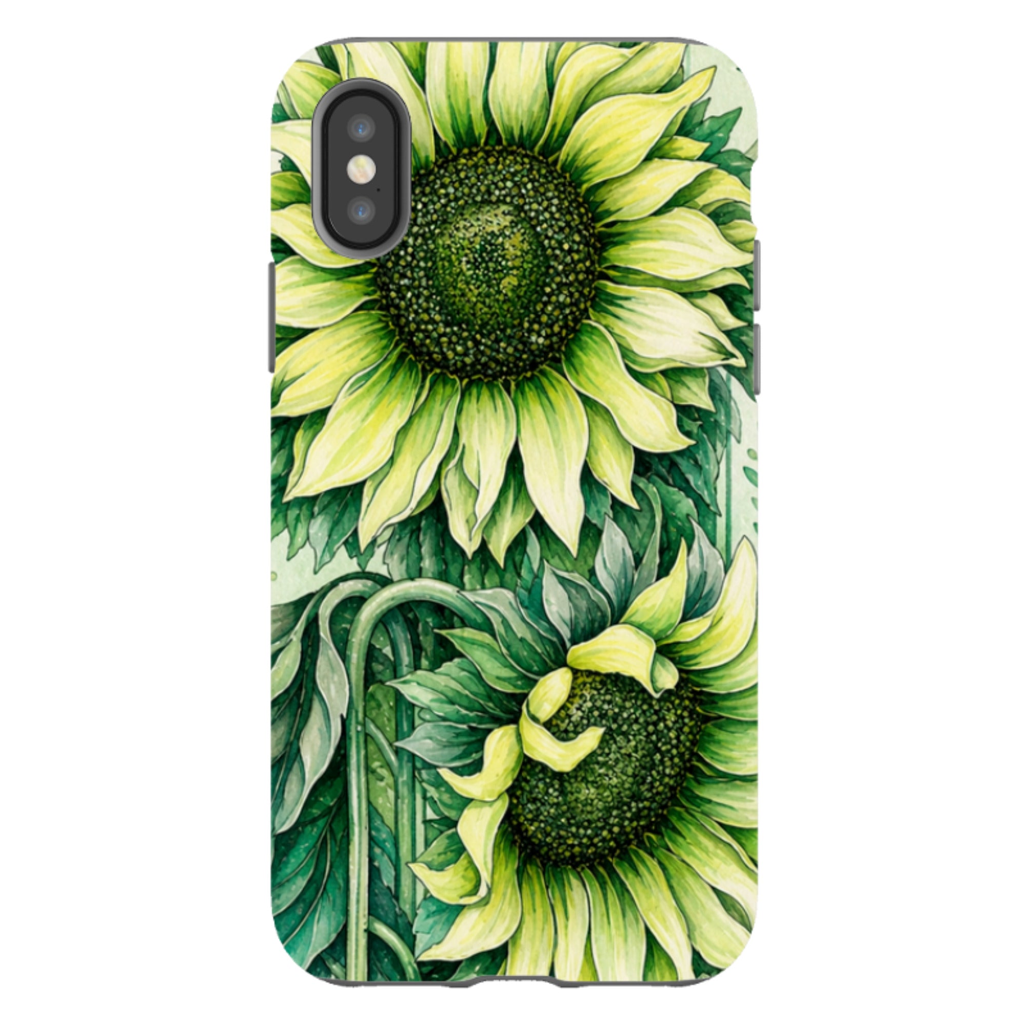 iPhone Tough Case - Sage Green Sunflower