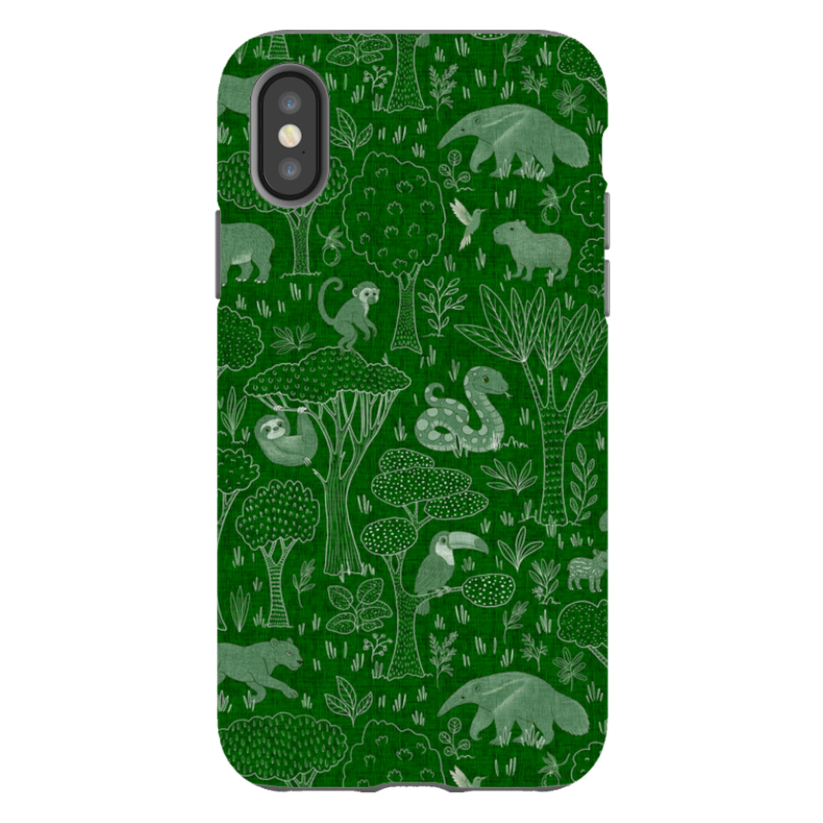 iPhone Tough Case - Tropical Jungle Animals green By Katherine Quinn