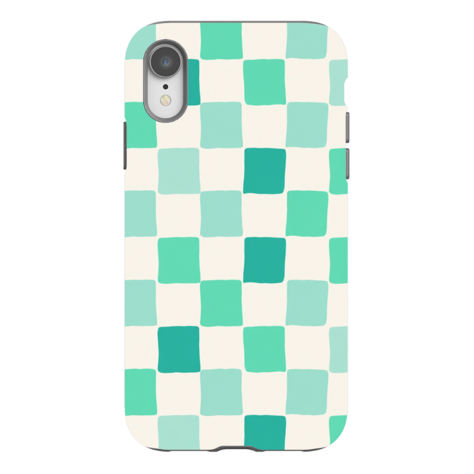 iPhone Tough Case - Mint Green Checkerboard