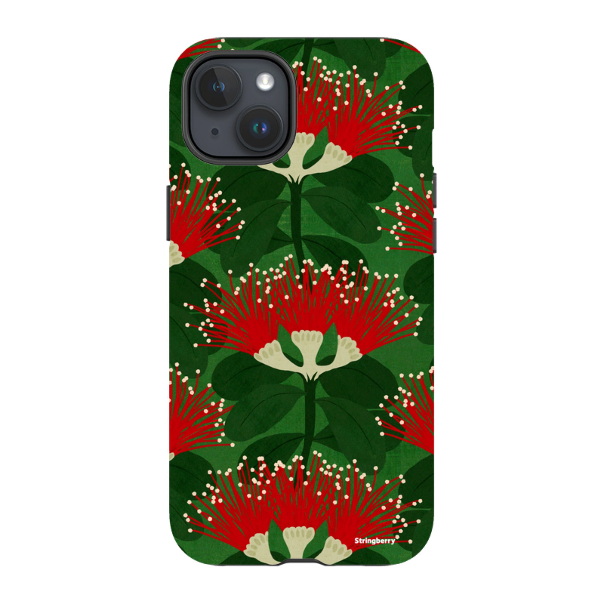 iPhone MagSafe Tough Case - Pohutukawa Green and Red By Katherine Quinn