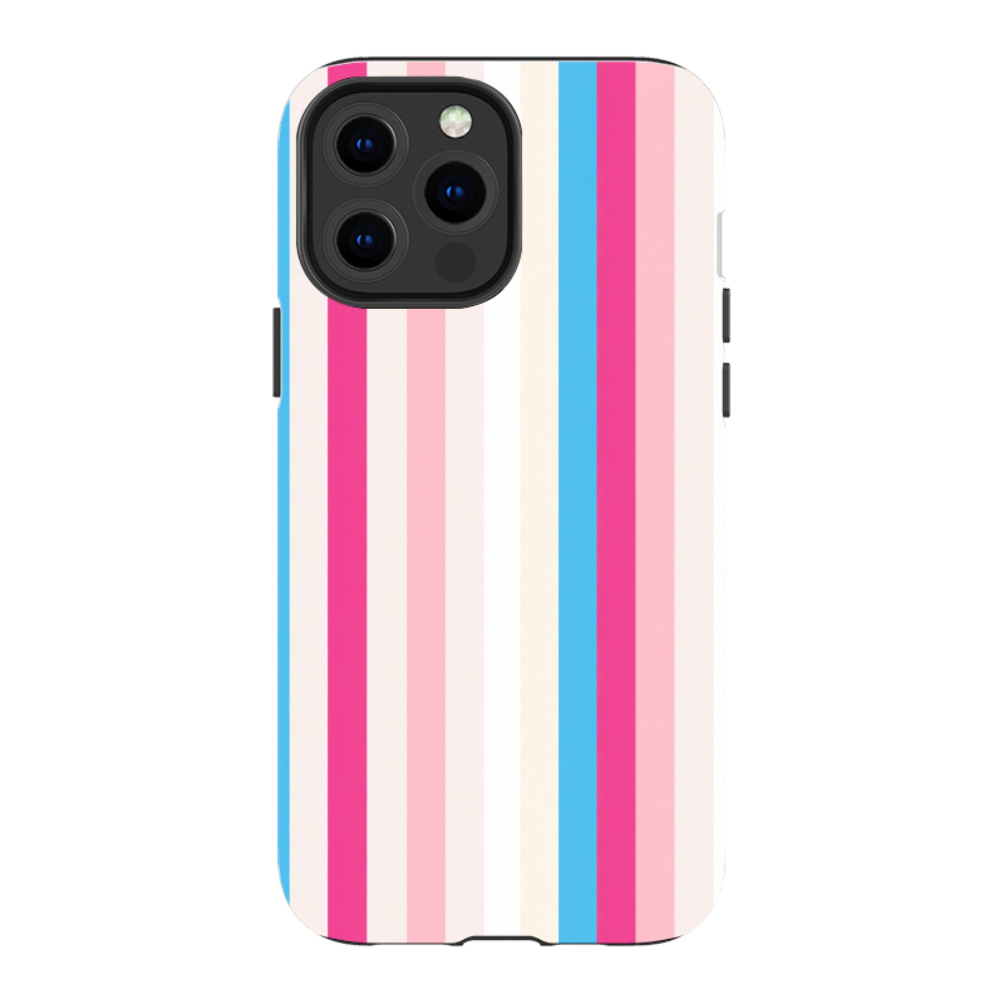 iPhone Tough Case - Pink, Blue & Cream Stripe