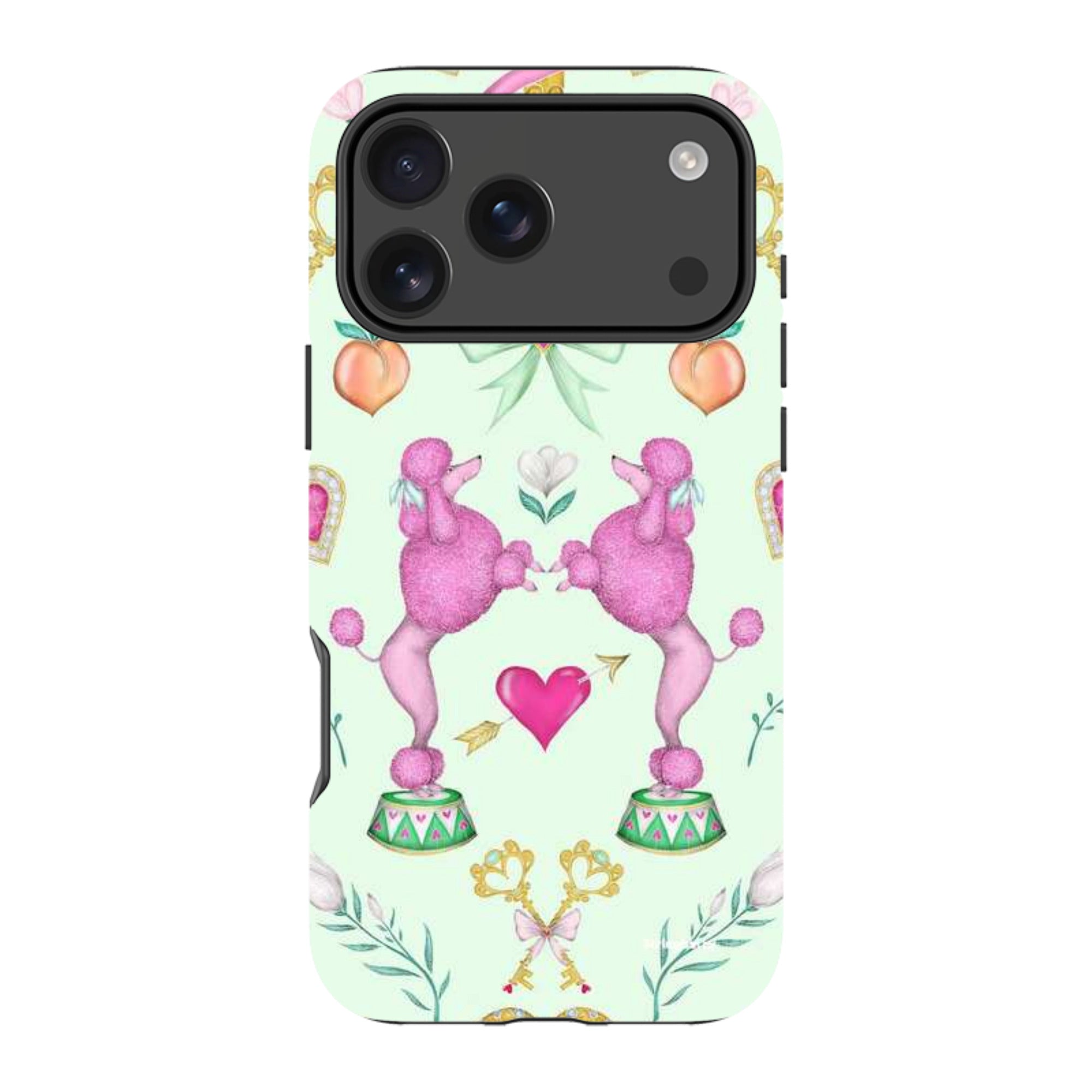 iPhone MagSafe Tough Case - Pink Poodle Parlour Mint By Catherine Rowe