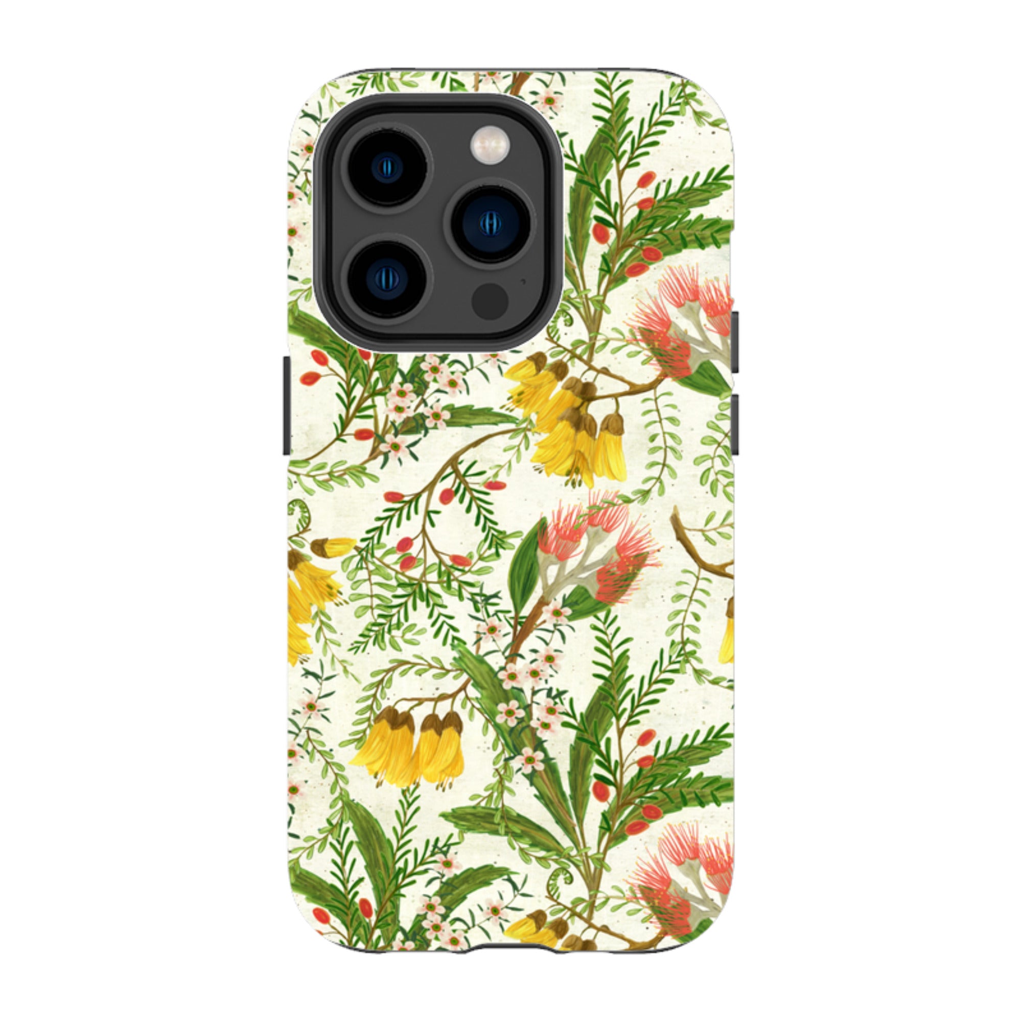 iPhone MagSafe Tough Case - Kowhai and Bottle Brush By Katherine Quinn