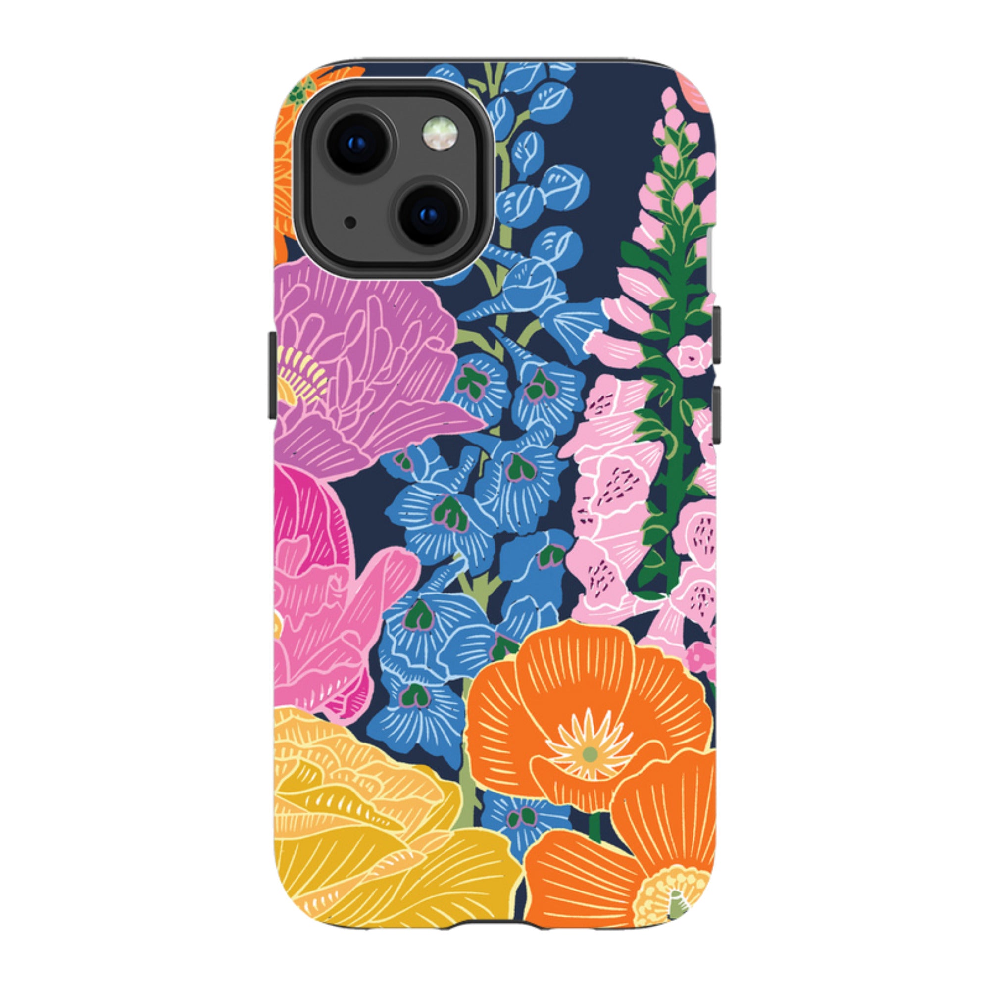 iPhone Tough Case - Flower Garden Navy By kate Heiss