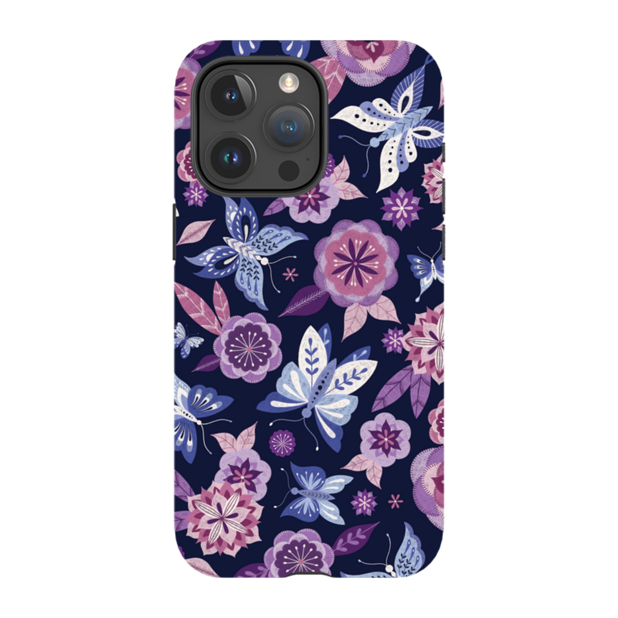 iPhone MagSafe Tough Case -  Butterfly Blooms Navy By Jenny Zemanek