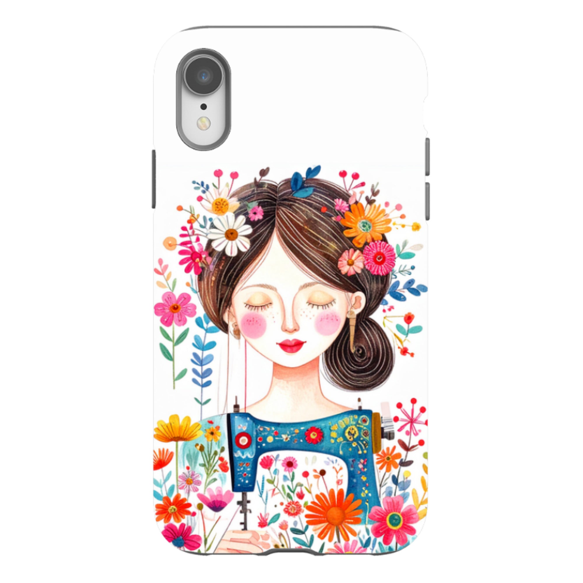 iPhone Case - Floral Sewing Lady