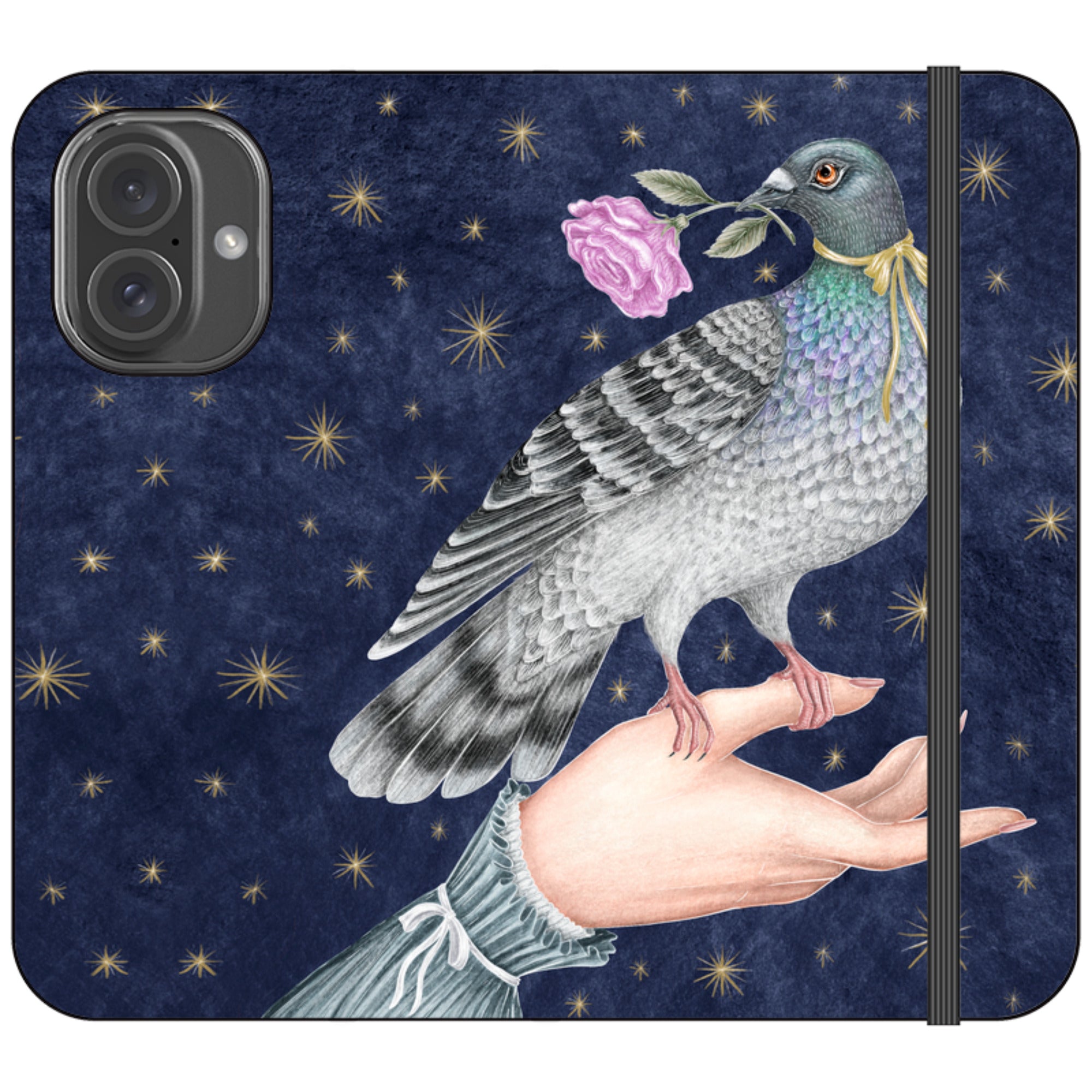 Pigeon With Rose Wallet Case By Catherine Rowe