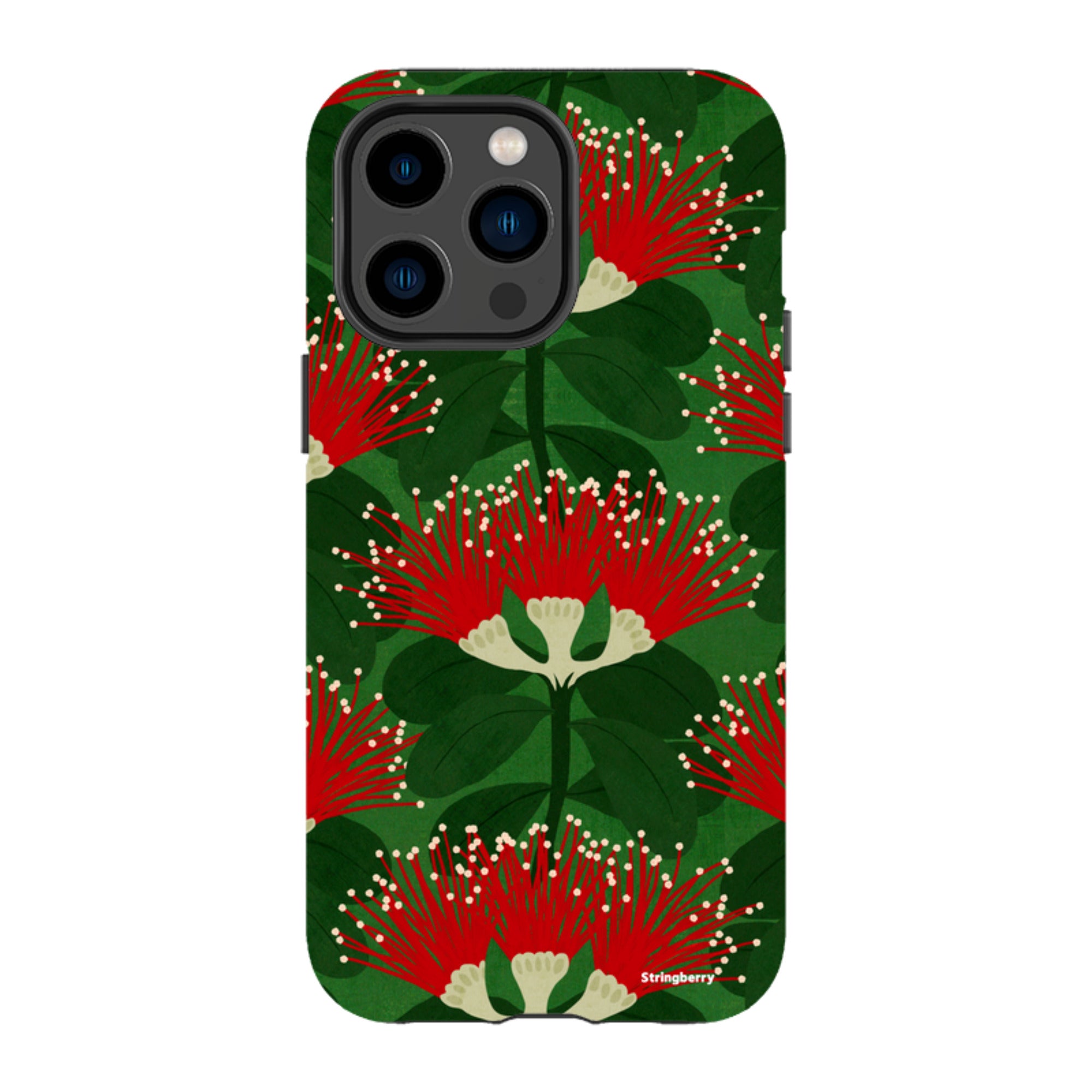 iPhone MagSafe Tough Case - Pohutukawa Green and Red By Katherine Quinn
