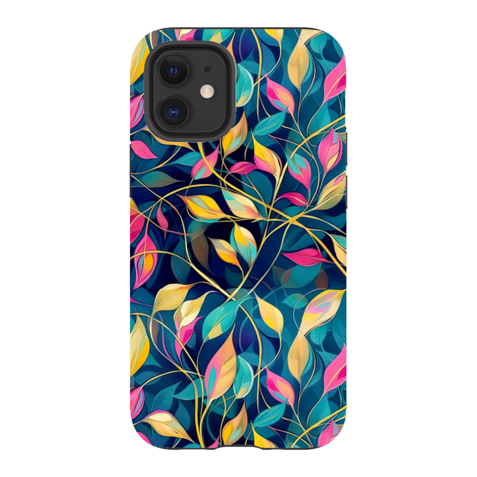 iPhone Case - Pink and Teal Leaves