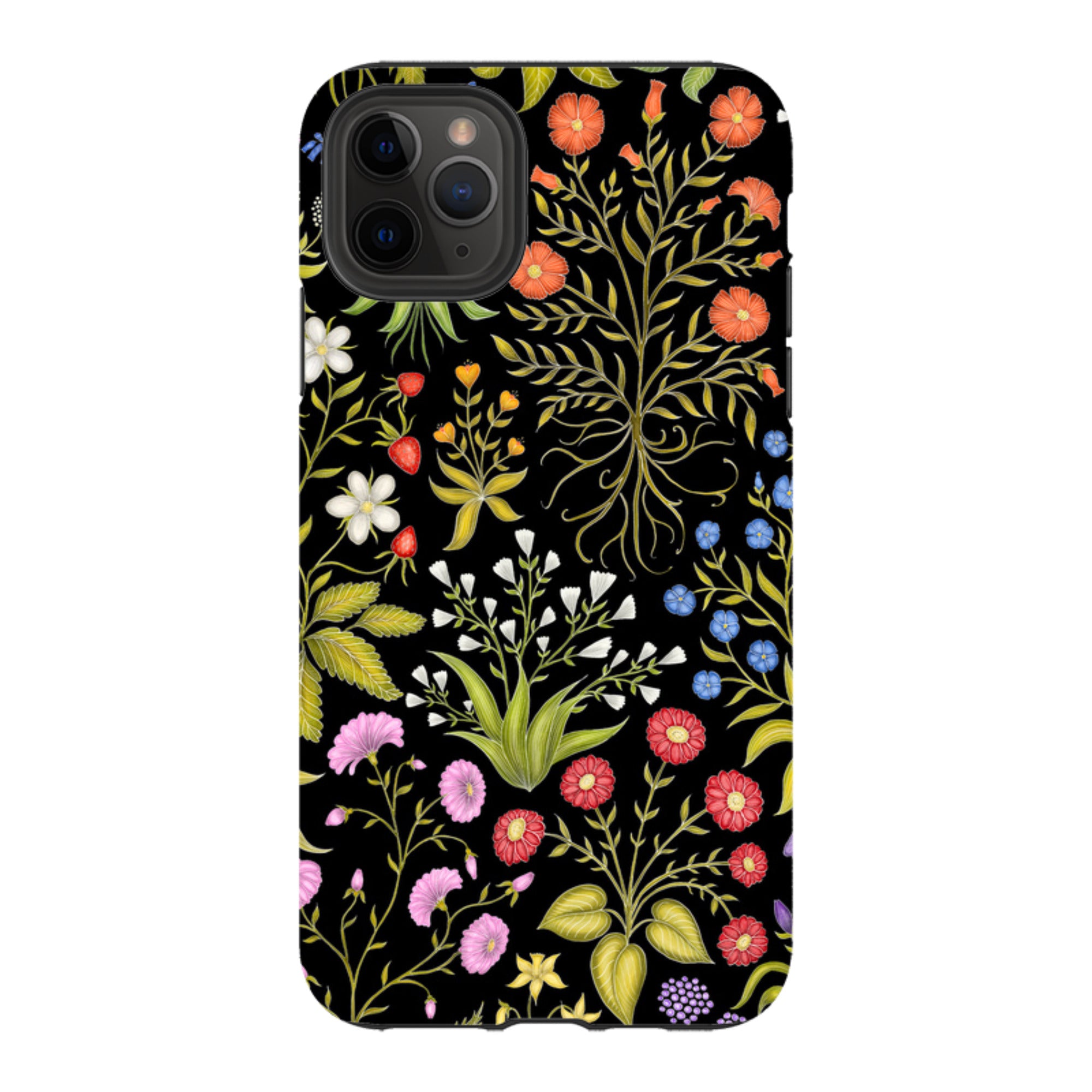 iPhone Tough Case - Fleurs Black By Catherine Rowe