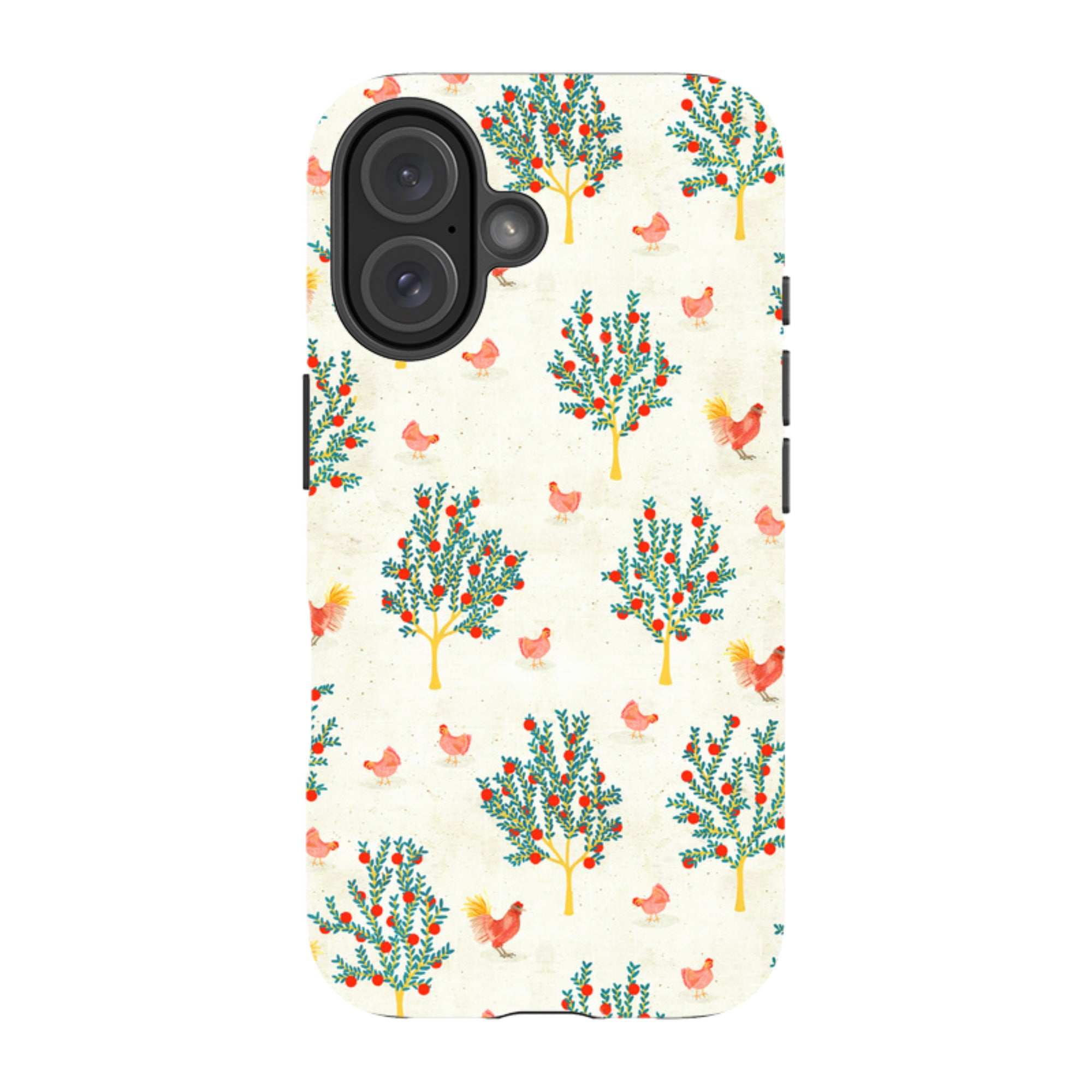 iPhone MagSafe Tough Case - Apple Trees and Chickens Cream By Katherine Quinn