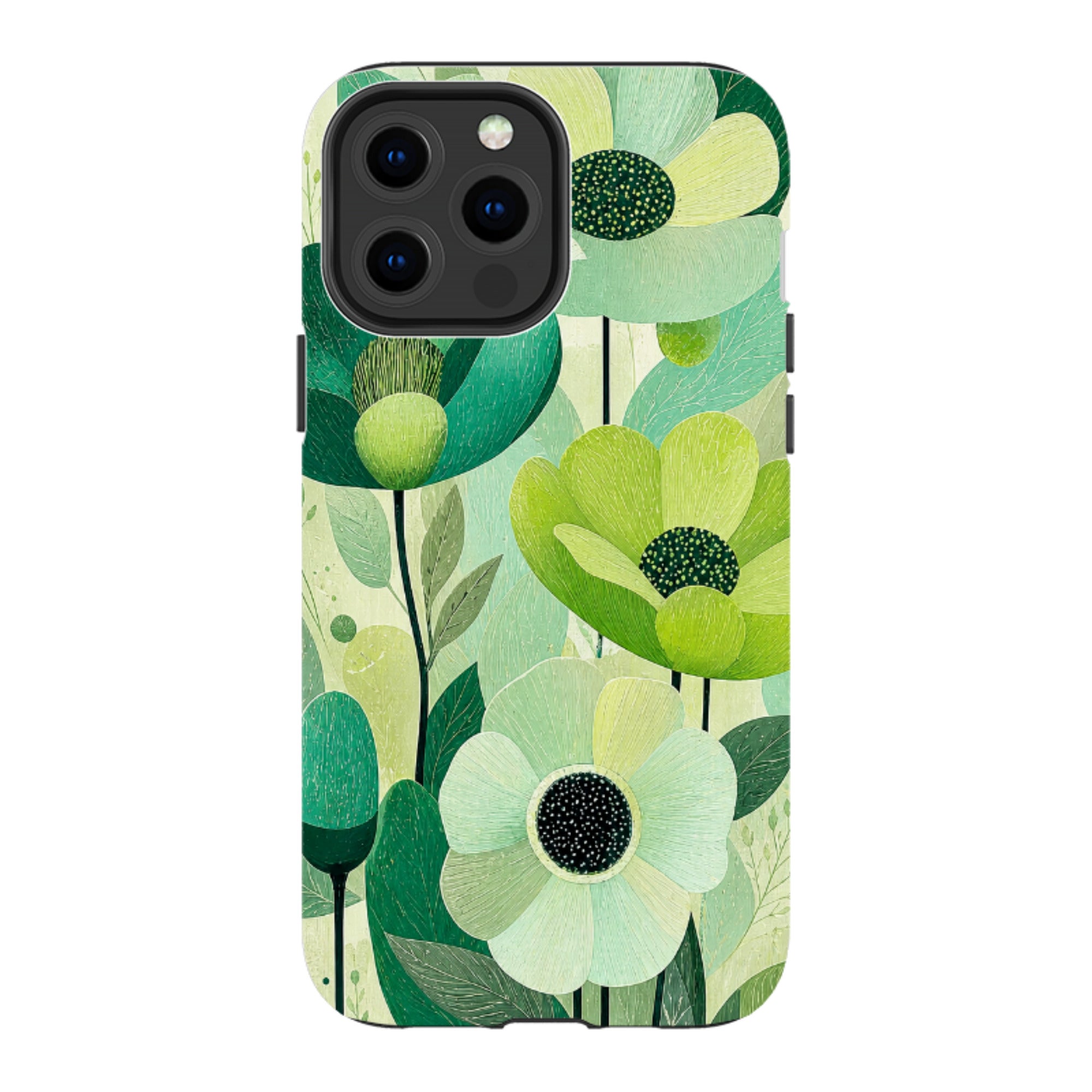 iPhone Tough Case - Mint Woodgrain Floral
