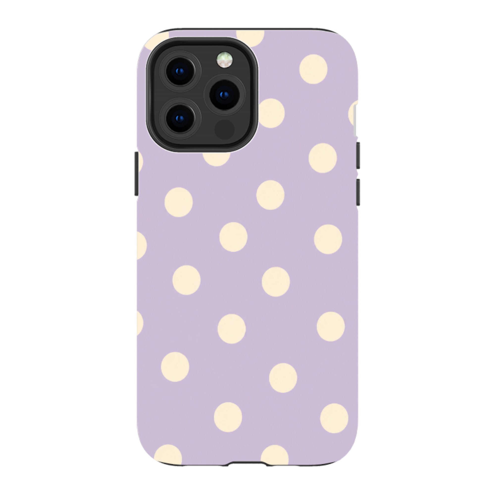 iPhone Tough Case - Pastel Purple & Cream Polka Dot