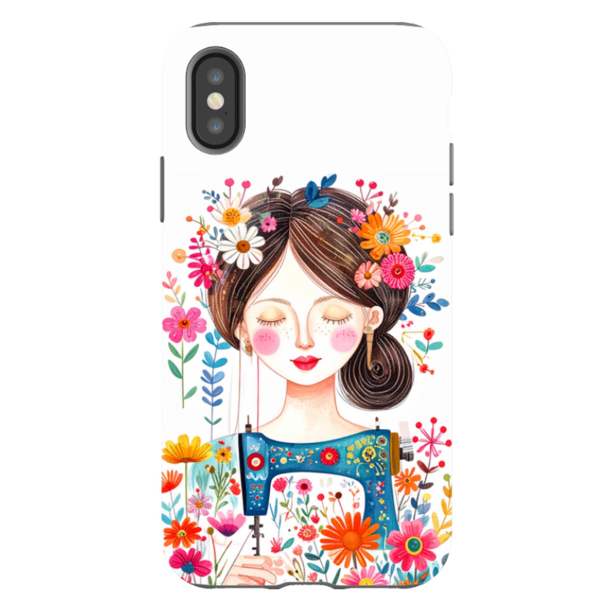 iPhone Case - Floral Sewing Lady