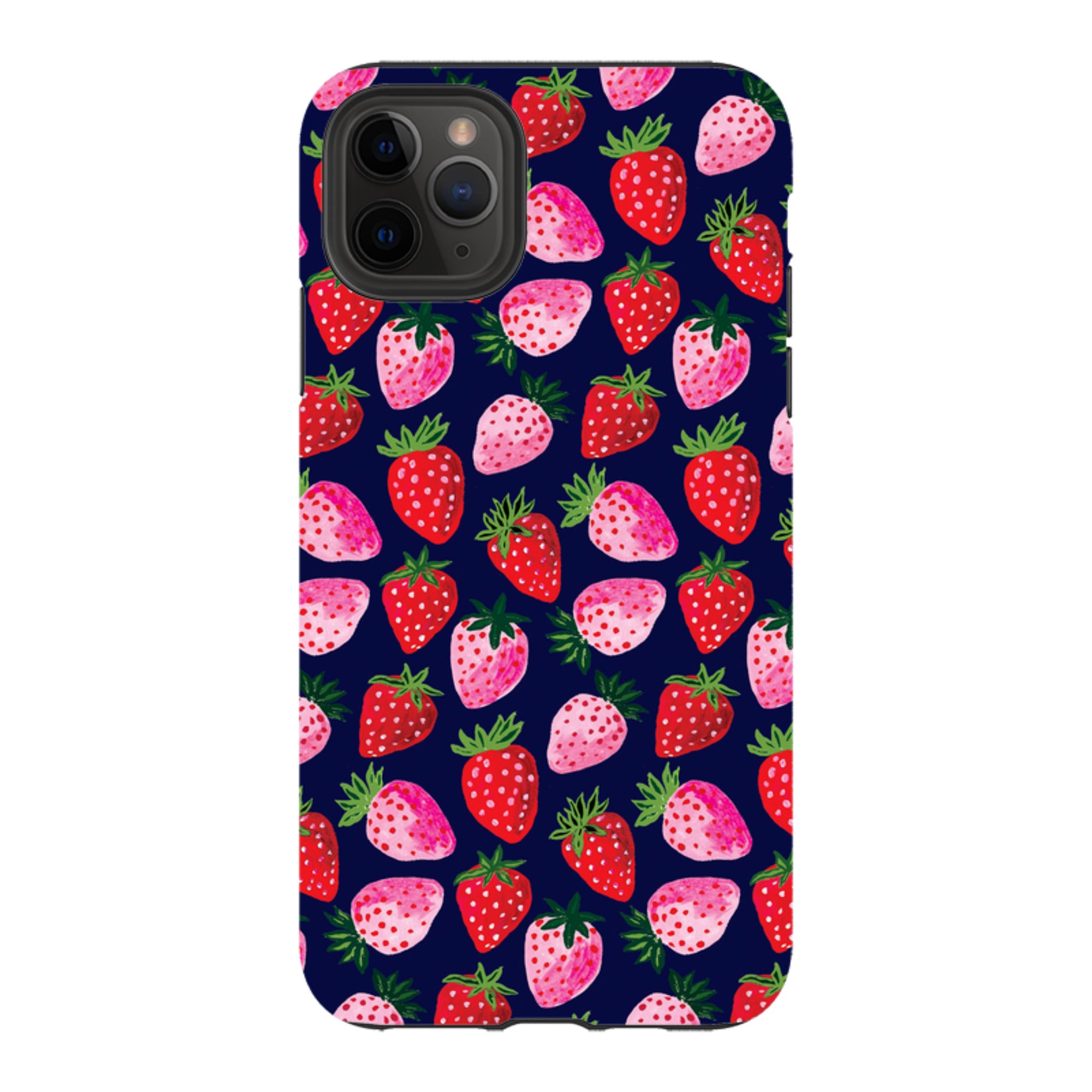iPhone Tough Case - Strawberry Scatter Navy By Emma Frances Grant