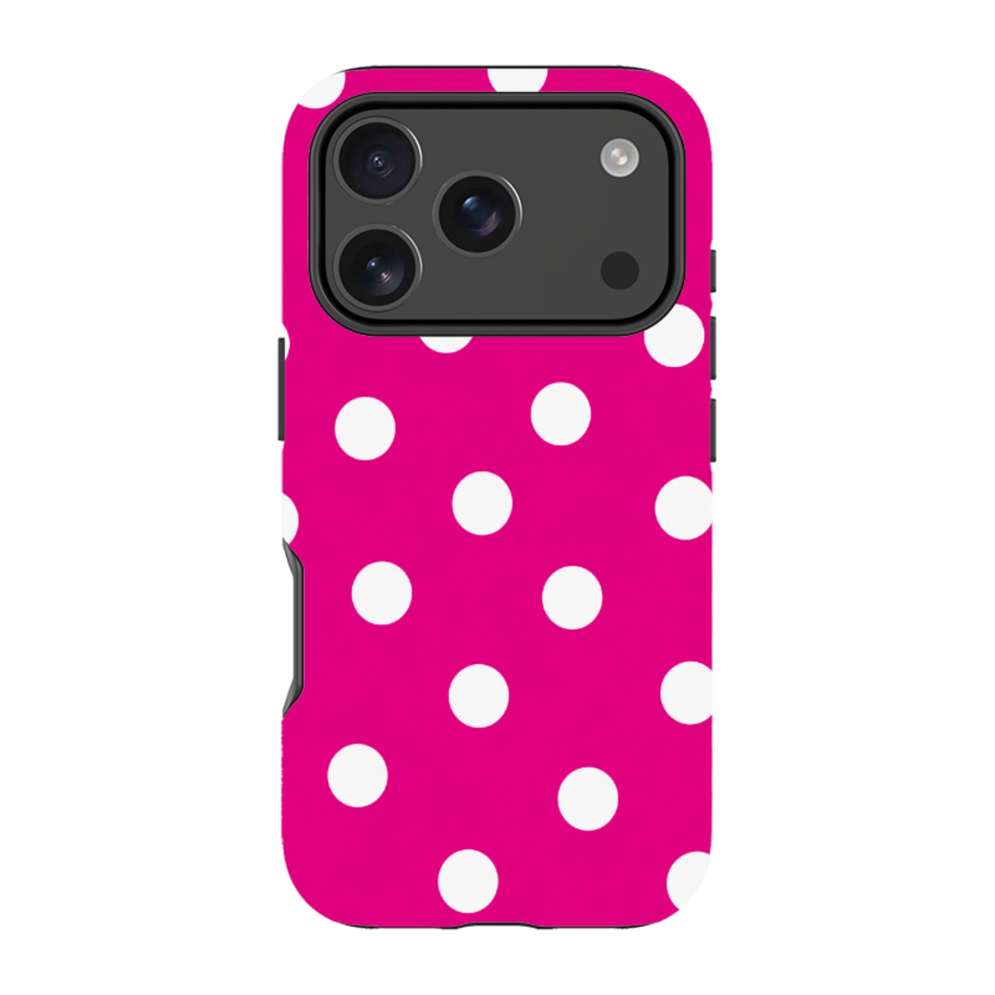 iPhone Tough Case - Hot Pink & White Polka Dot