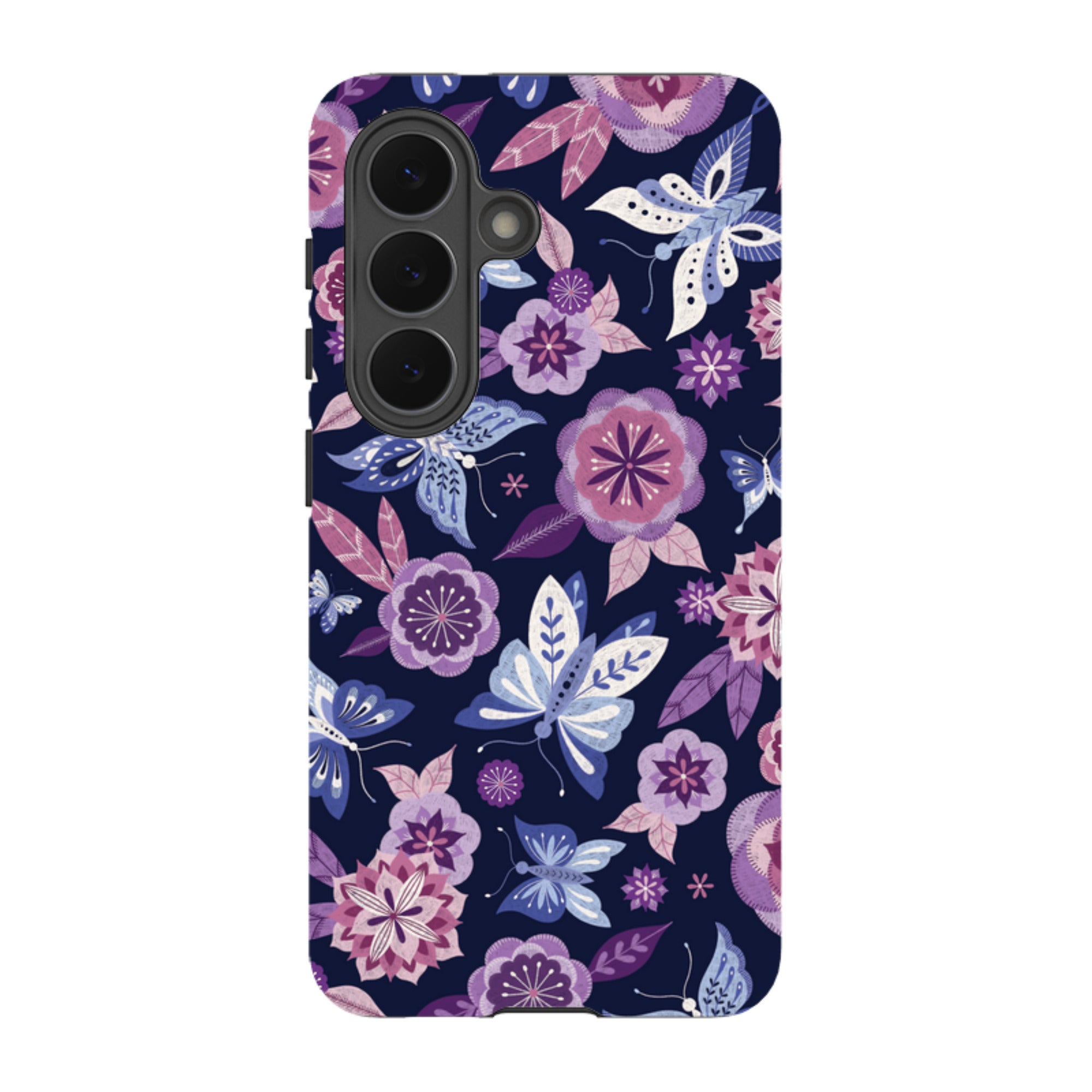 Samsung Tough Case - Butterfly Blooms Navy By Jenny Zemanek