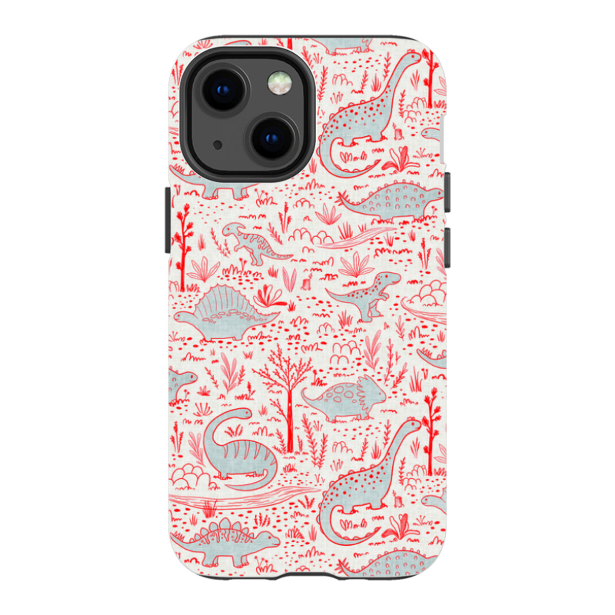 iPhone Tough Case - Dinosaur line Red and Blue By Katherine Quinn