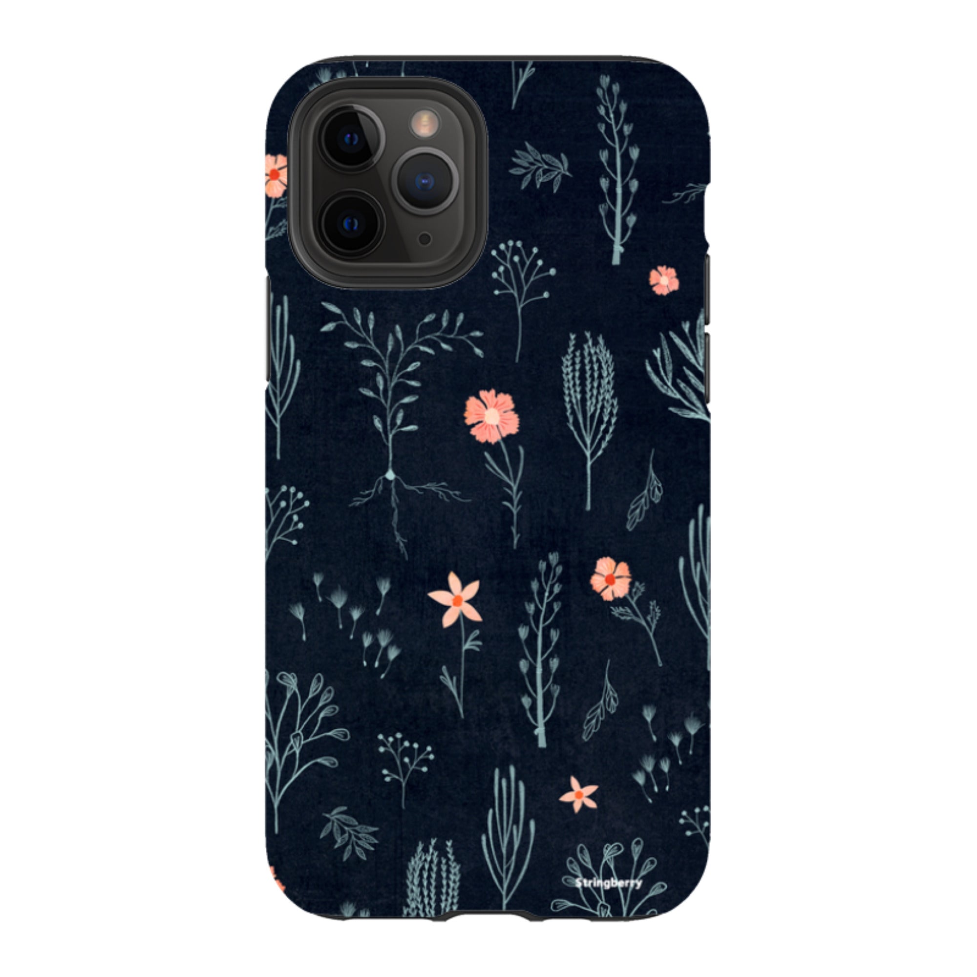 iPhone Tough Case - Floral Light Blue And Pink By Katherine Quinn