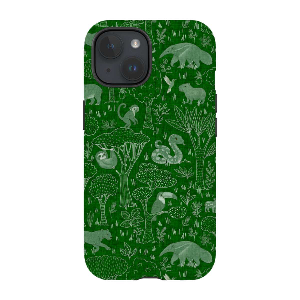 iPhone Tough Case - Tropical Jungle Animals green By Katherine Quinn