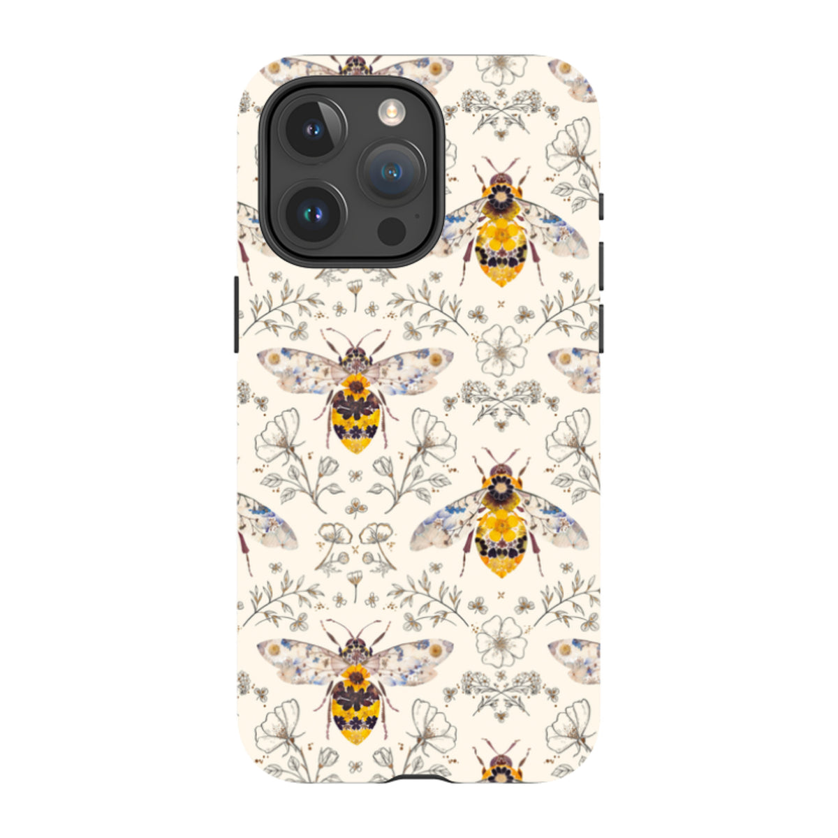 iPhone MagSafe Tough Case - Alabaster Bumble Bee Multi By Helen Ahpornsiri