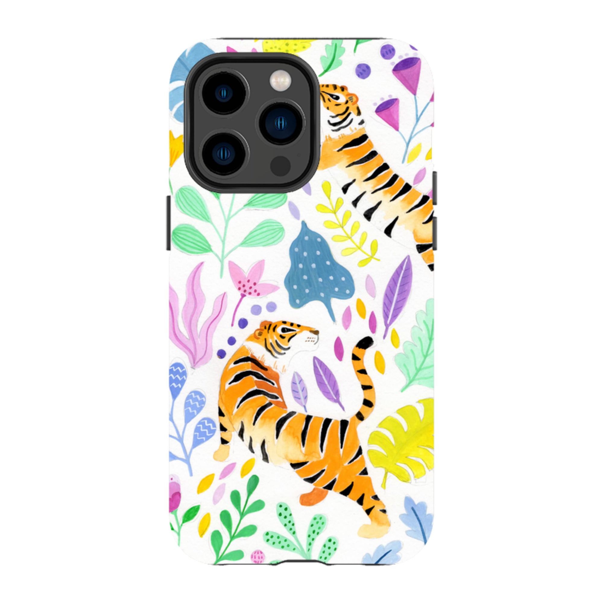 iPhone Tough Case - Tigers And Flowers By Bex Parkin