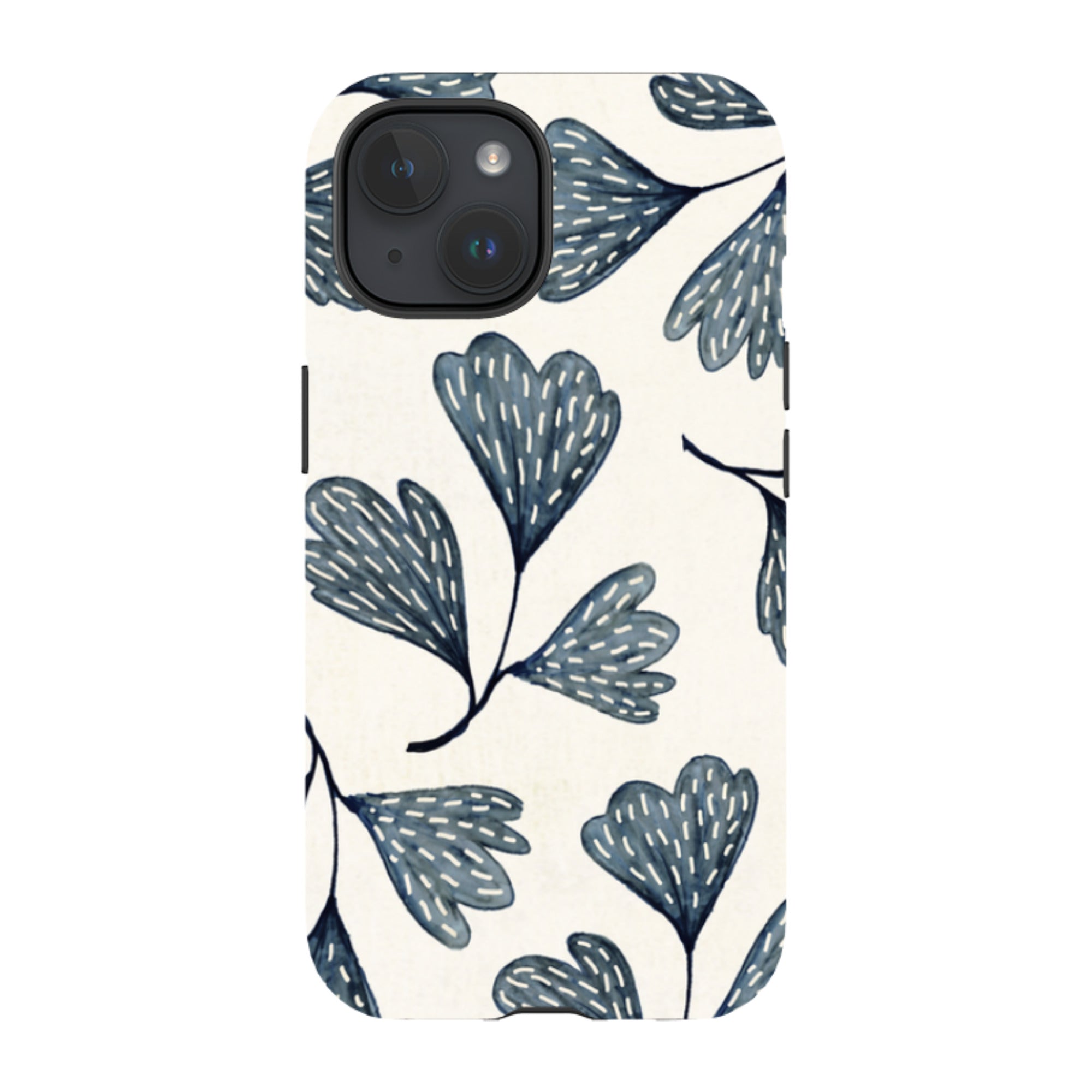 iPhone MagSafe Tough Case - Indigo Leaves By Katherine Quinn