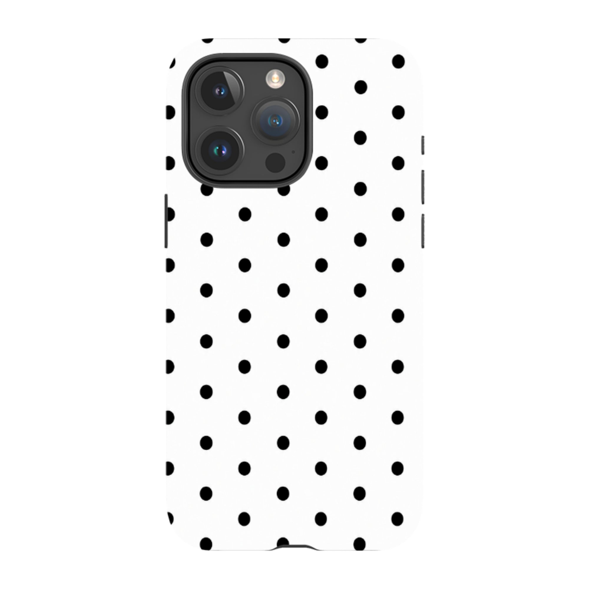iPhone Tough Case - White & Black Polka Dot