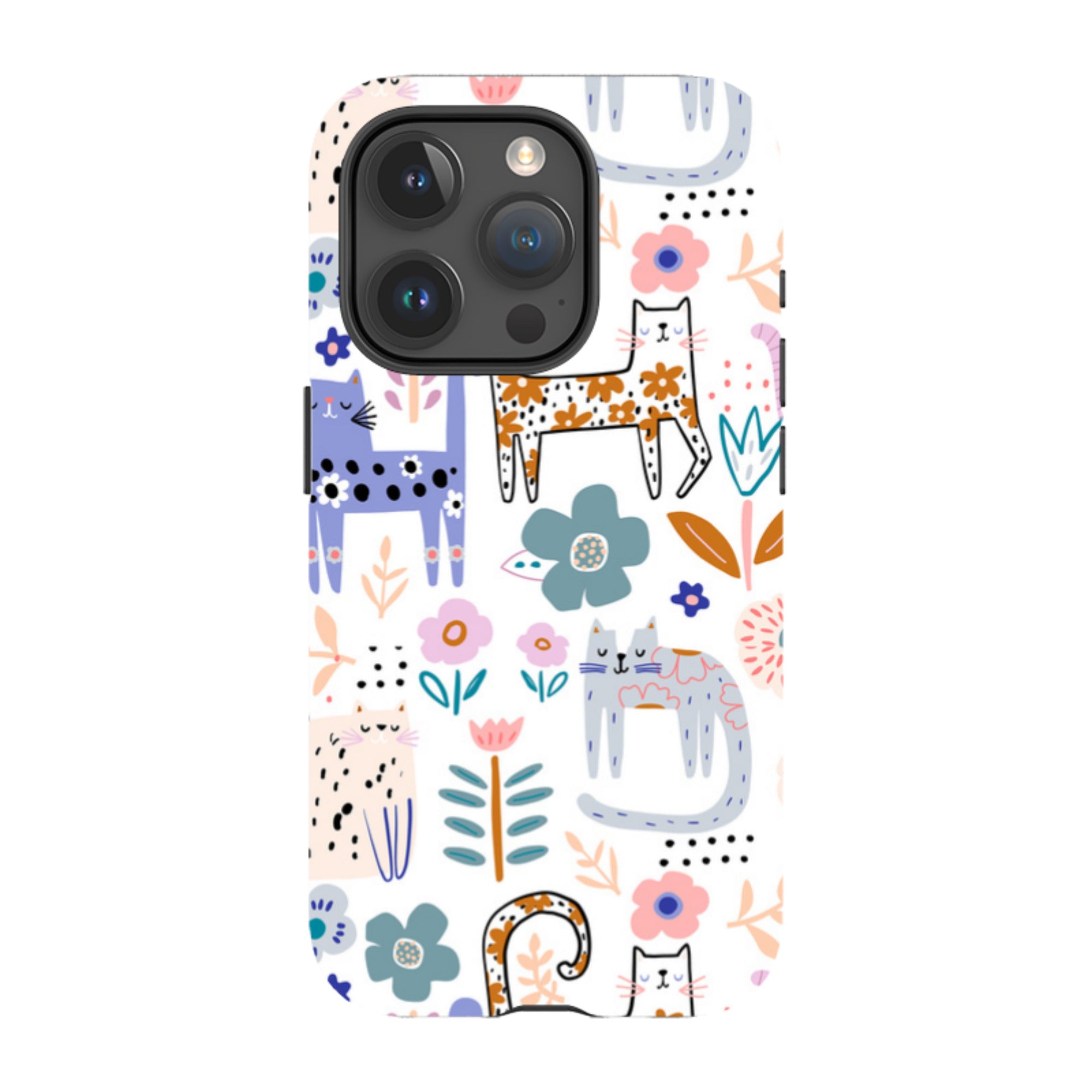 iPhone Tough Case - Floral Cats