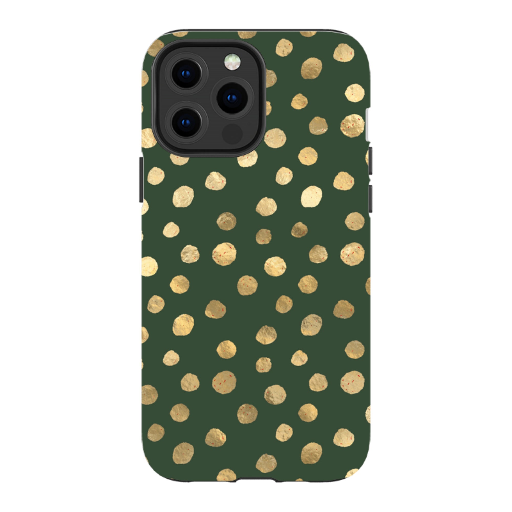 iPhone Tough Case - Green and Gold Dots
