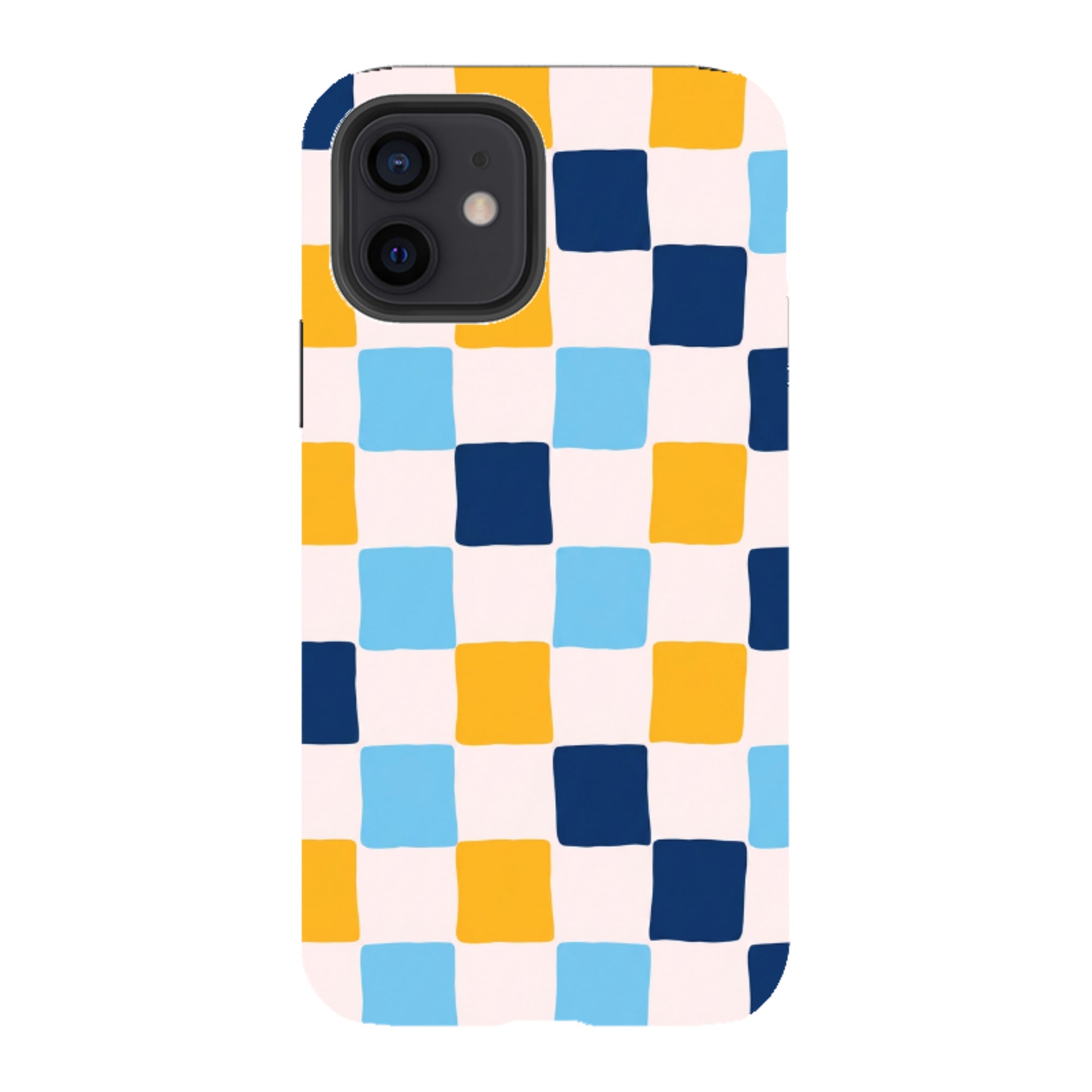 iPhone Tough Case - Blue & Yellow Checkerboard