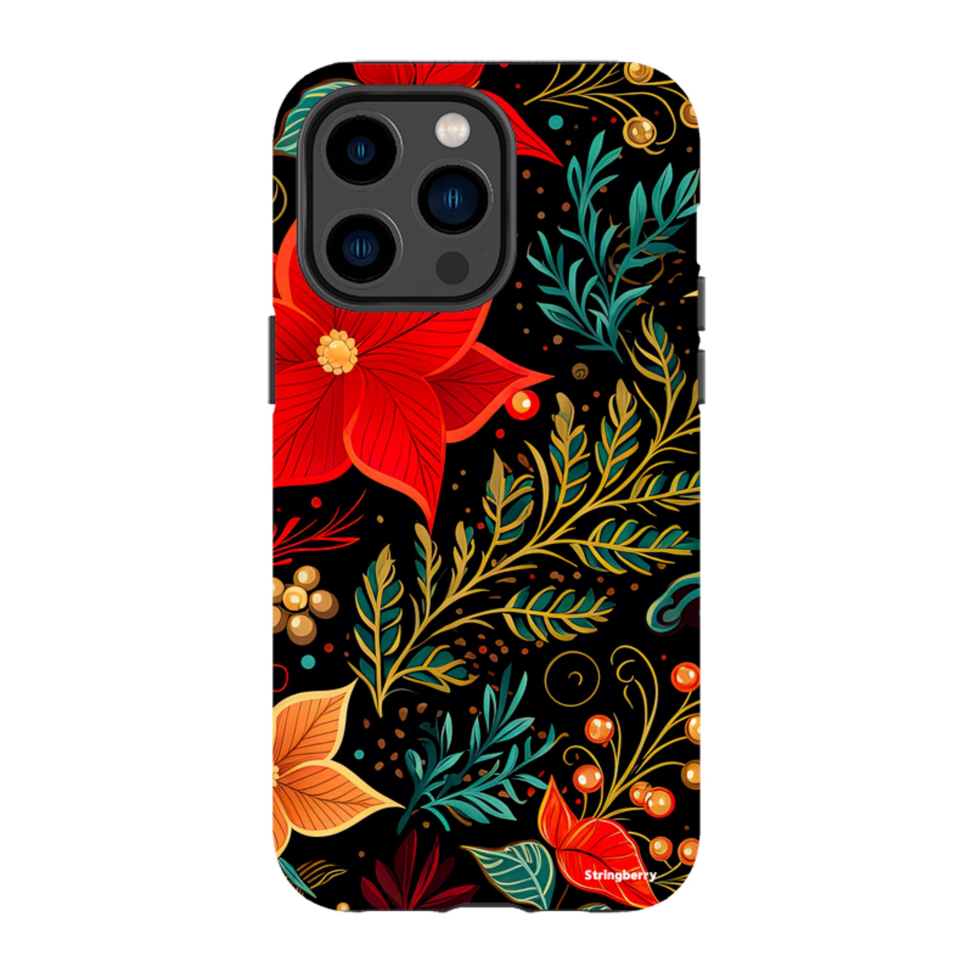 iPhone Tough Case - Red Winter Floral II