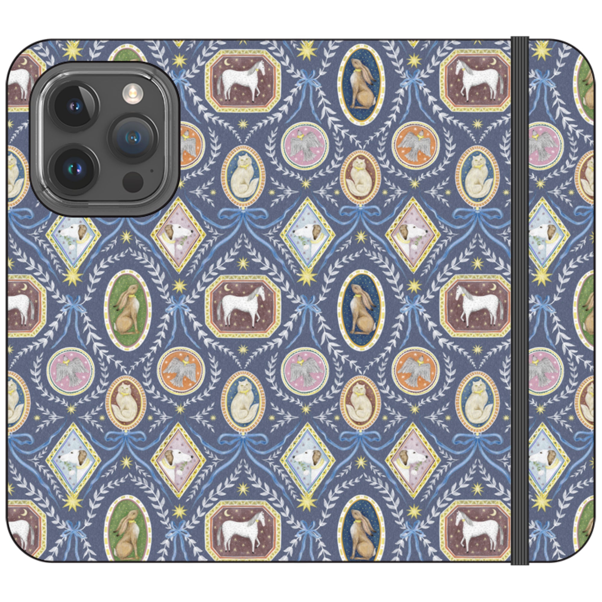 Charleston Dusk Blue Wallet Case By Catherine Rowe