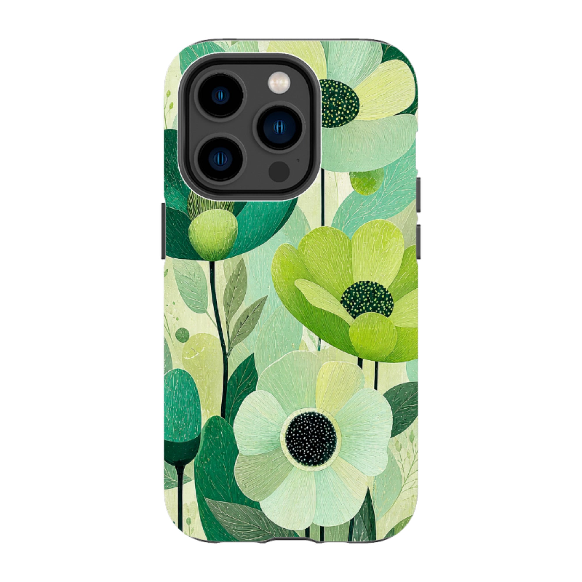 iPhone Tough Case - Mint Woodgrain Floral