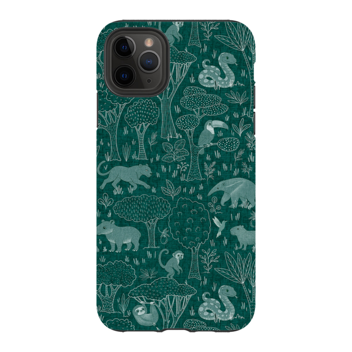 iPhone Tough Case - Tropical Jungle Animals teal By Katherine Quinn