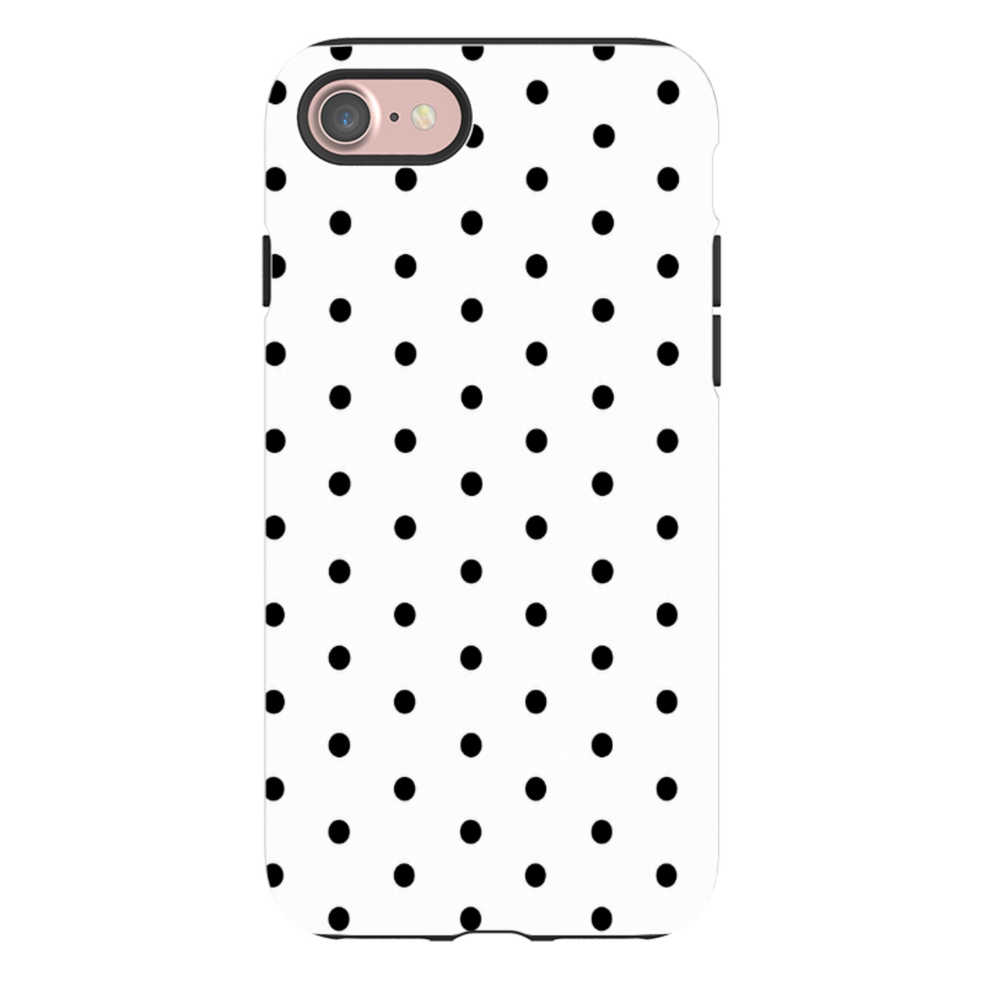 iPhone Tough Case - White & Black Polka Dot