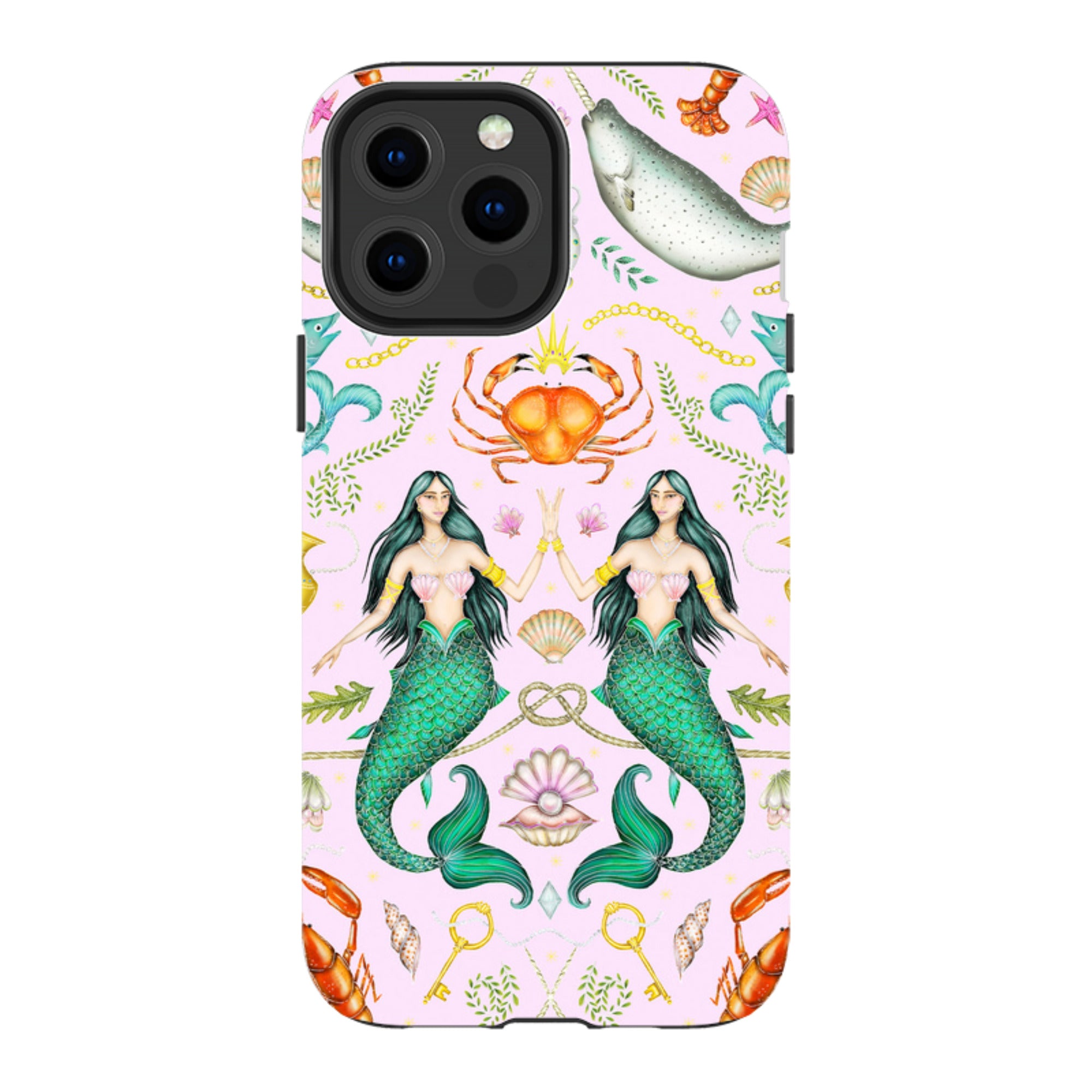 iPhone MagSafe Tough Case - Tritons Treasure Pink By Catherine Rowe