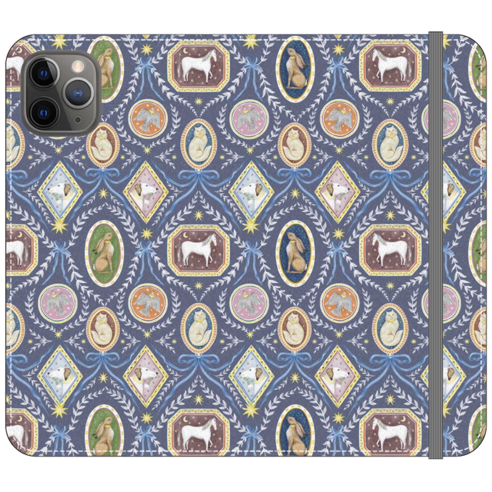 Charleston Dusk Blue Wallet Case By Catherine Rowe
